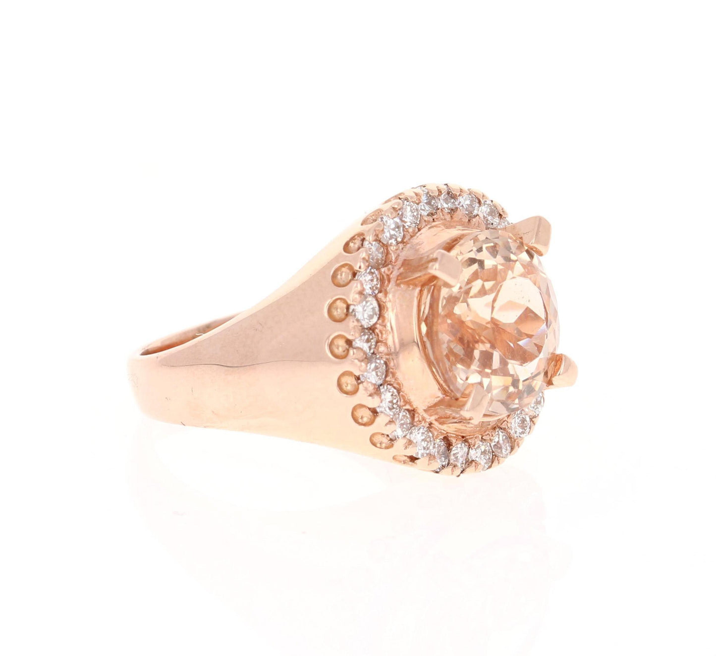 4.61 Carat Morganite Diamond 14 Karat Rose Gold Cocktail Ring