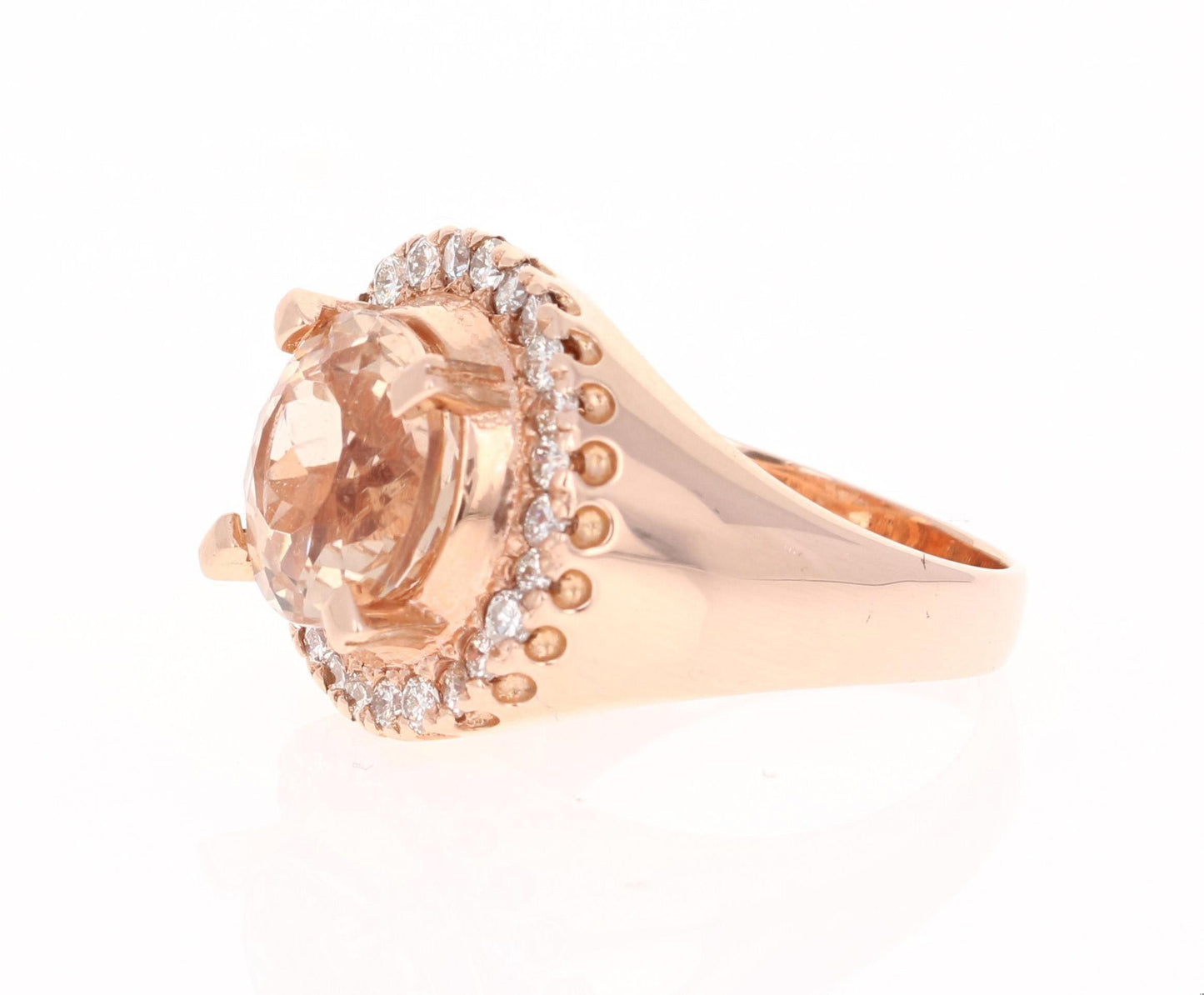 4.61 Carat Morganite Diamond 14 Karat Rose Gold Cocktail Ring