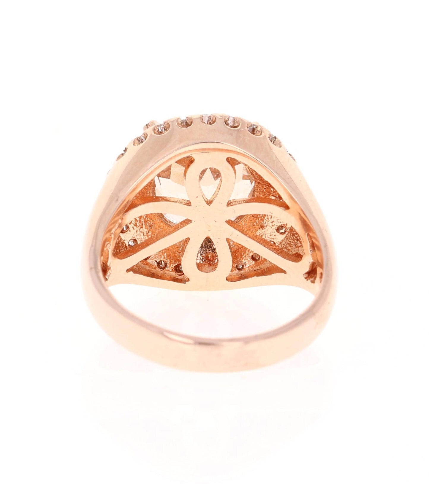 4.61 Carat Morganite Diamond 14 Karat Rose Gold Cocktail Ring
