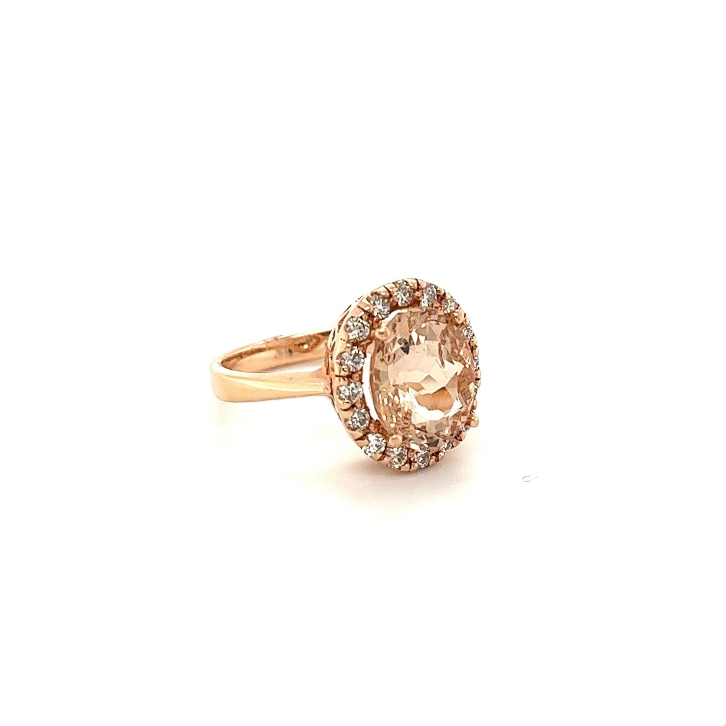 4.68 Carat Morganite Diamond 14 Karat Rose Engagement Ring