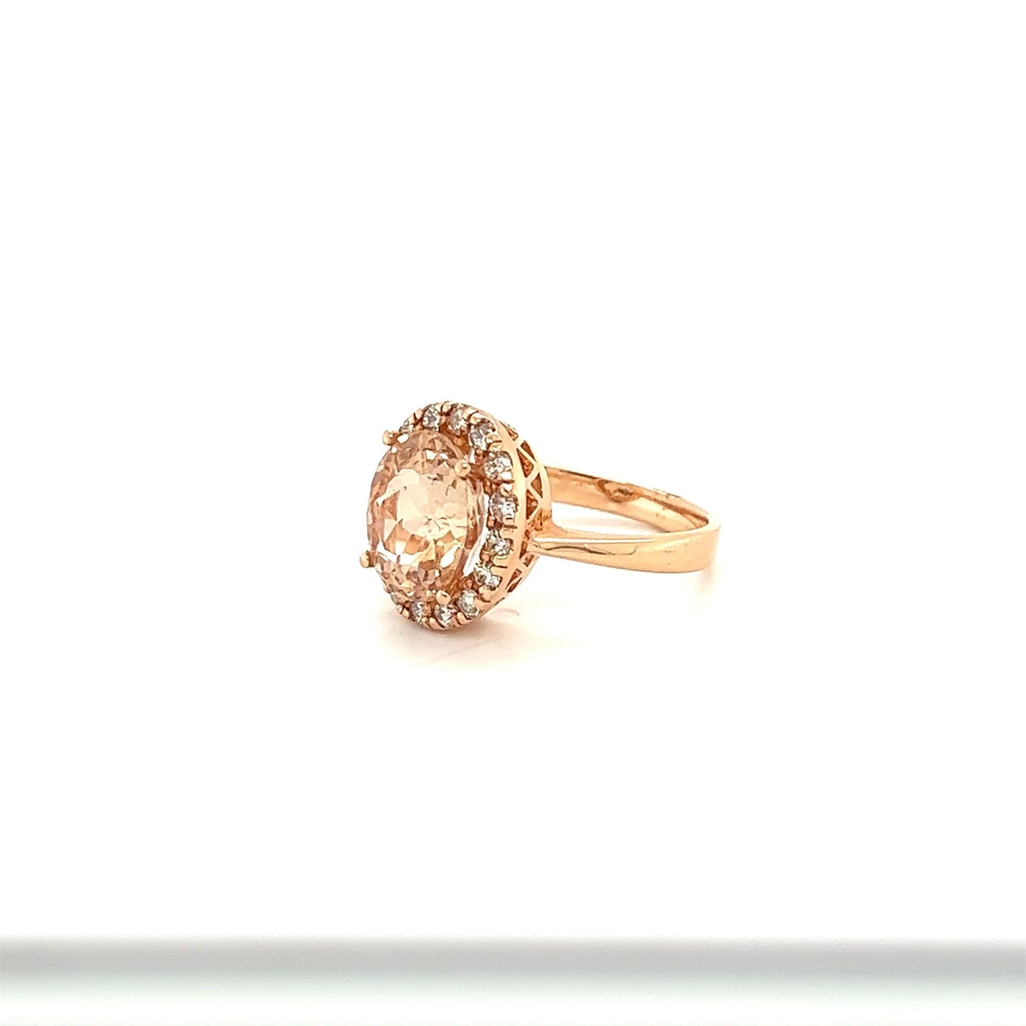 4.68 Carat Morganite Diamond 14 Karat Rose Engagement Ring