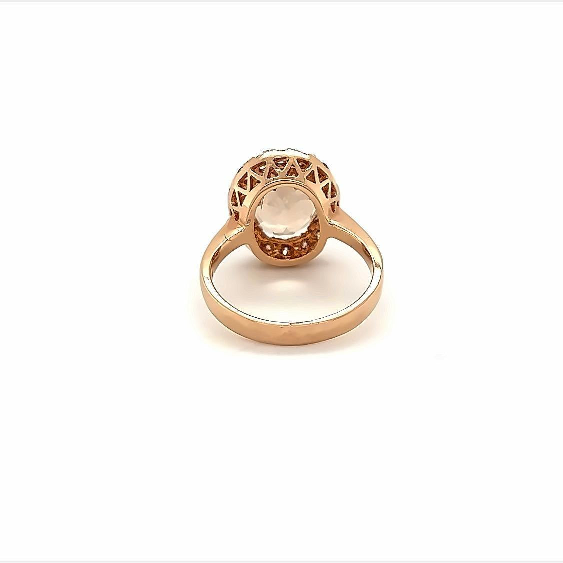 4.68 Carat Morganite Diamond 14 Karat Rose Engagement Ring
