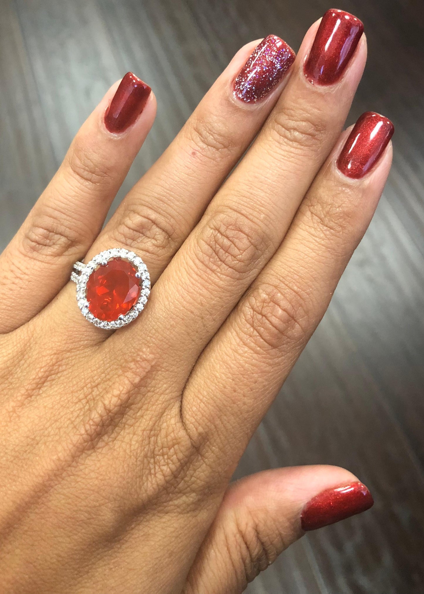 4.75 Carat Fire Opal Diamond Cocktail White Gold Ring