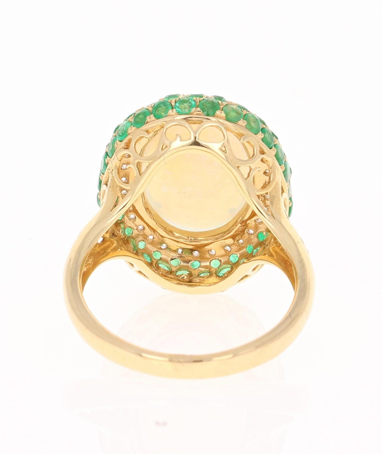 4.82 Carat Opal, Emerald and Diamond 18 Karat Yellow Gold Ring