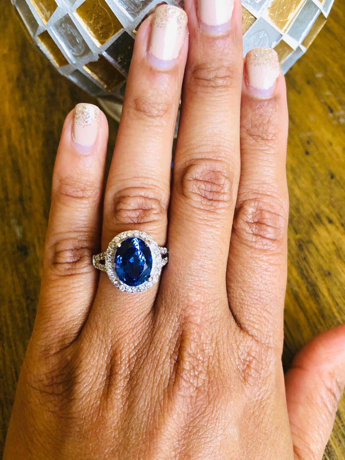 4.89 Carat Tanzanite Diamond 14 Karat White Gold Ring