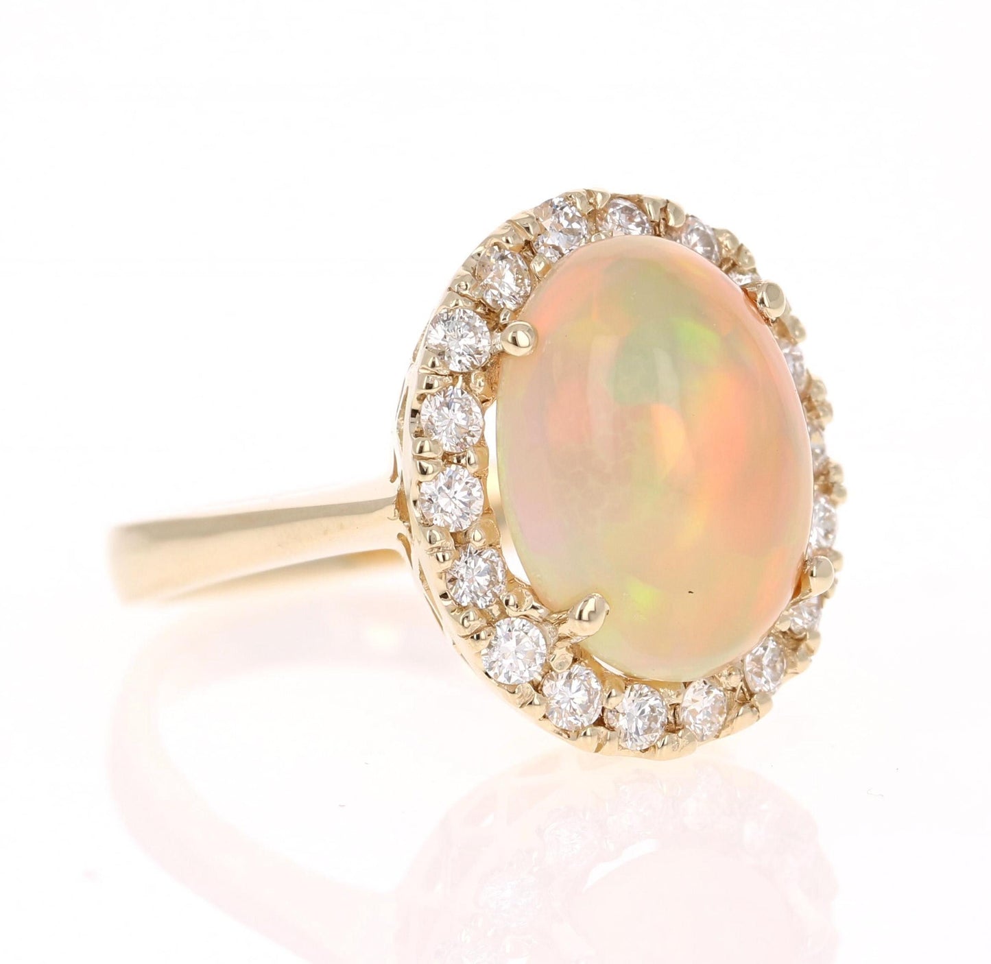 4.94 Carat Opal Diamond 14 Karat Yellow Gold Ring