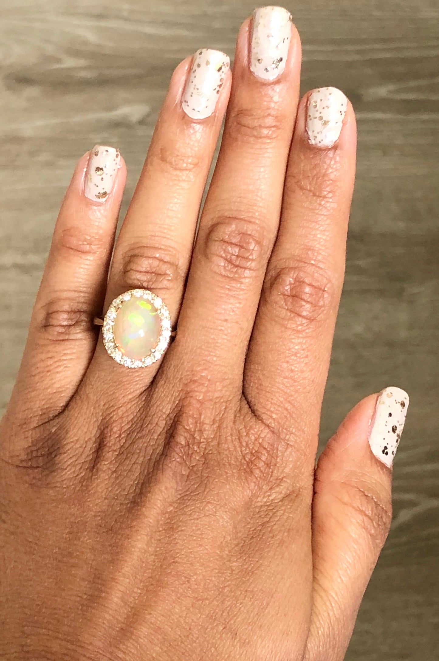 4.94 Carat Opal Diamond 14 Karat Yellow Gold Ring