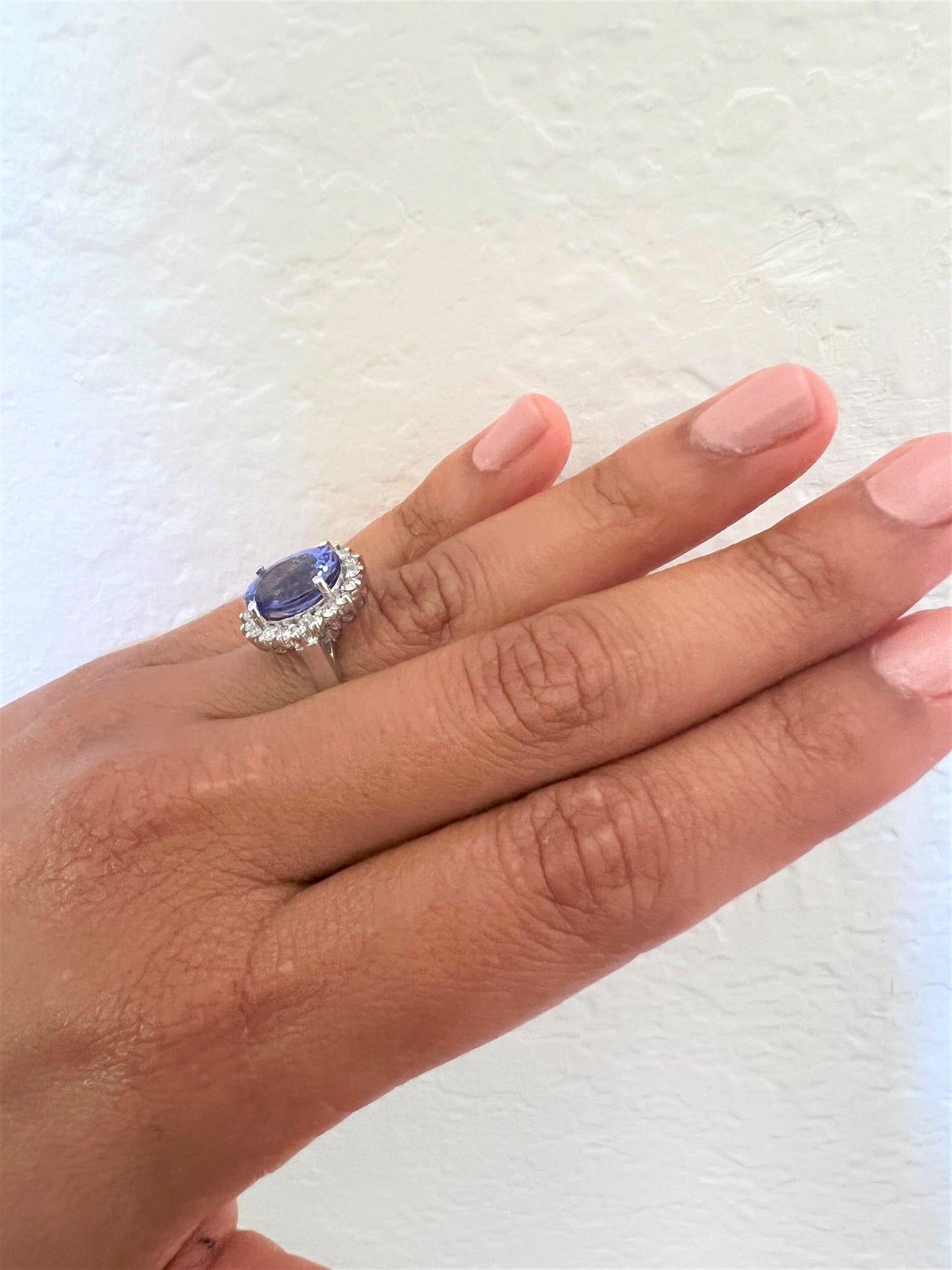 5.02 Carat Tanzanite Diamond 14 Karat White Gold Ring