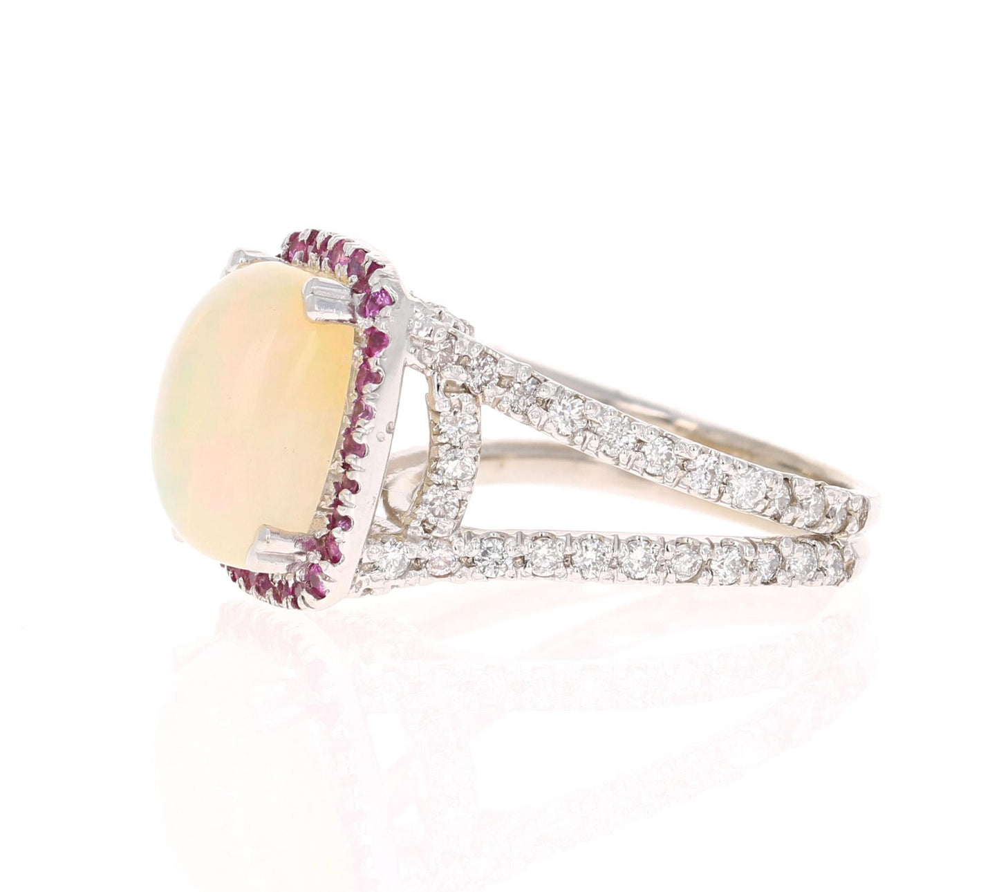 5.25 Carat Opal Pink Sapphire and Diamond 14 Karat White Gold Cocktail Ring
