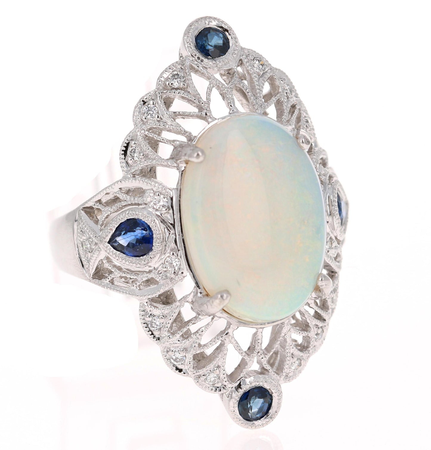 5.39 Carat Opal Diamond Inspired Style Platinum Cocktail Ring