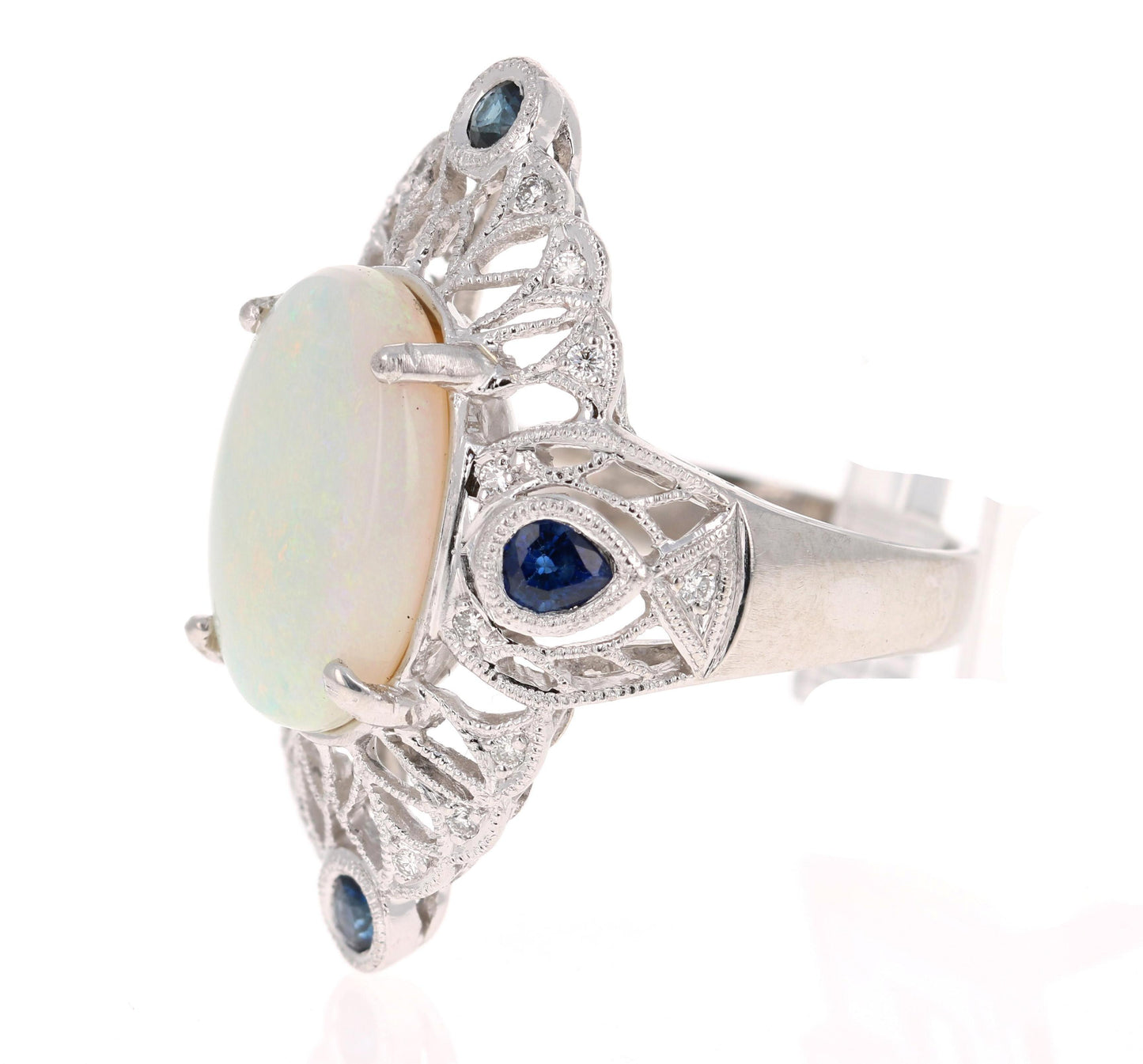 5.39 Carat Opal Diamond Inspired Style Platinum Cocktail Ring