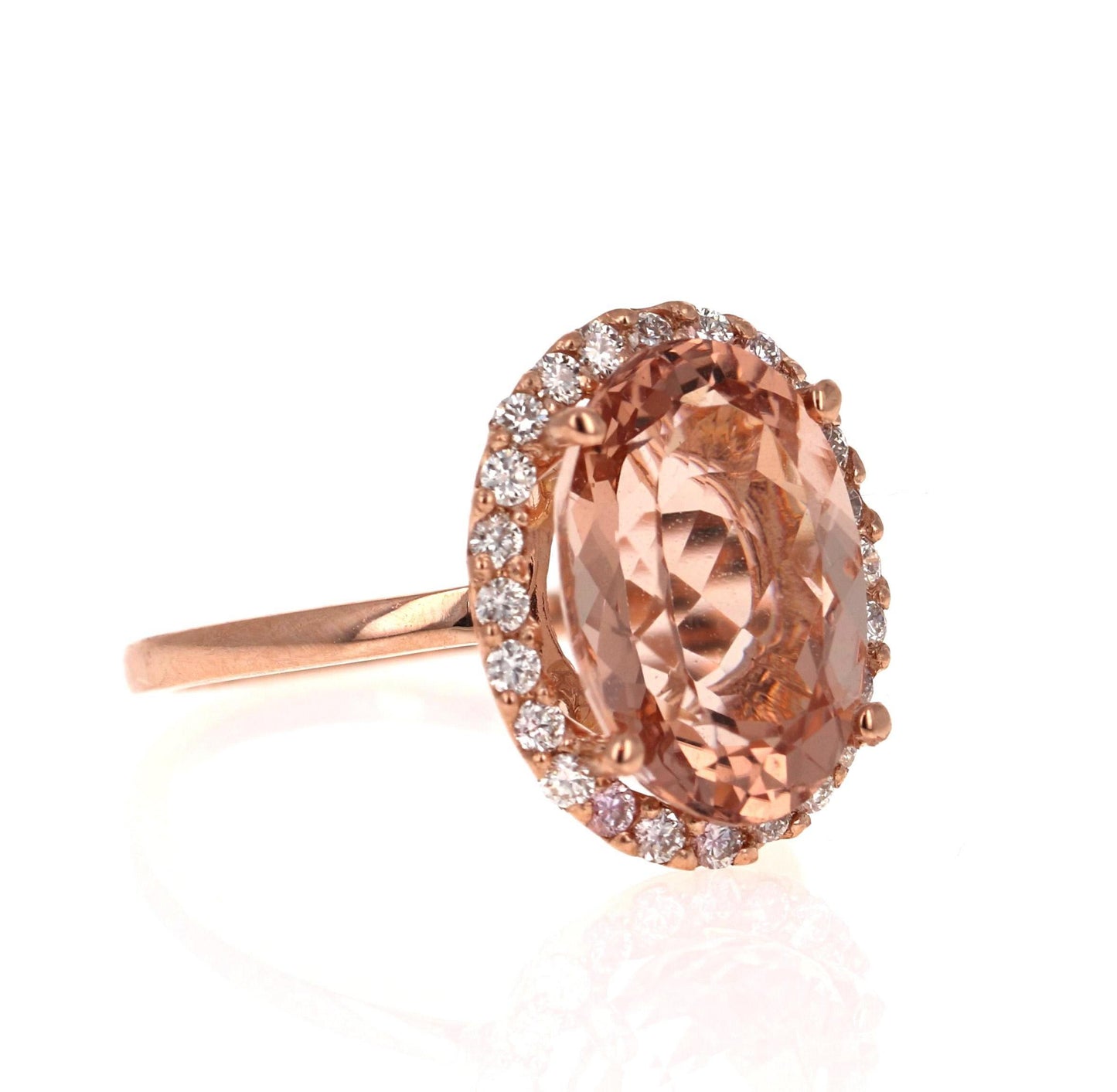 5.64 Carat Morganite Diamond 14 Karat Rose Gold Engagement Ring