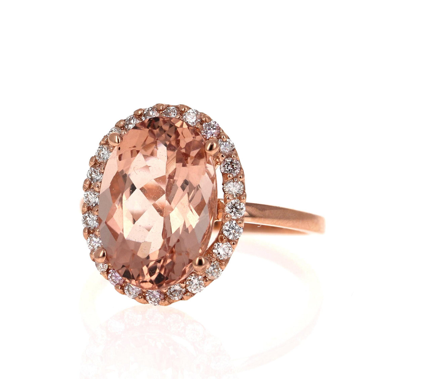 5.64 Carat Morganite Diamond 14 Karat Rose Gold Engagement Ring