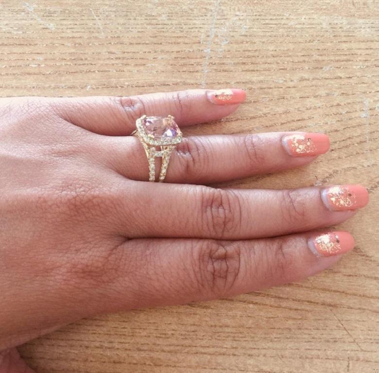 5.87 Carat Tourmaline Diamond 18 Karat Yellow Gold Cocktail Ring