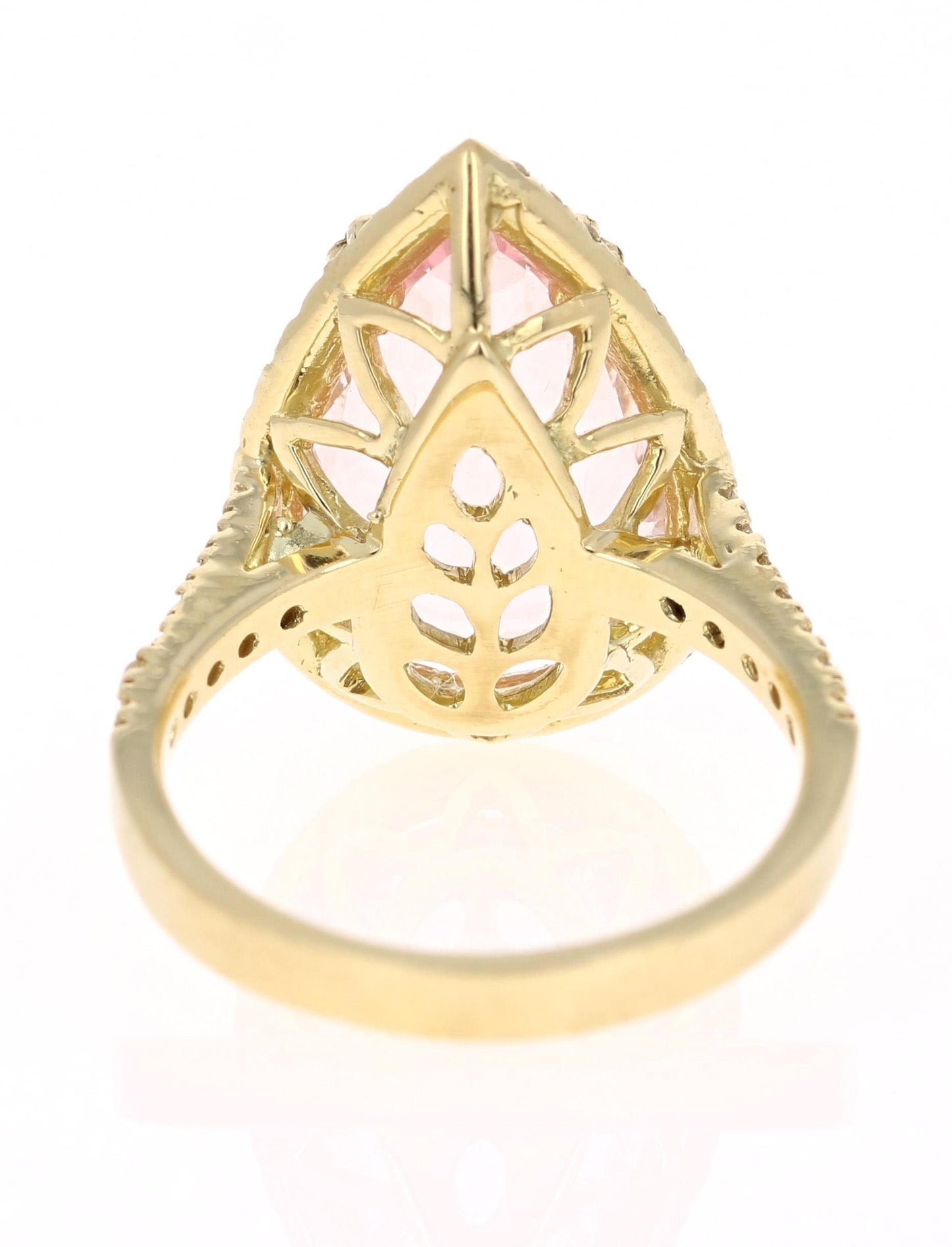 6.31 Carat Morganite Diamond Yellow Gold Cocktail Ring