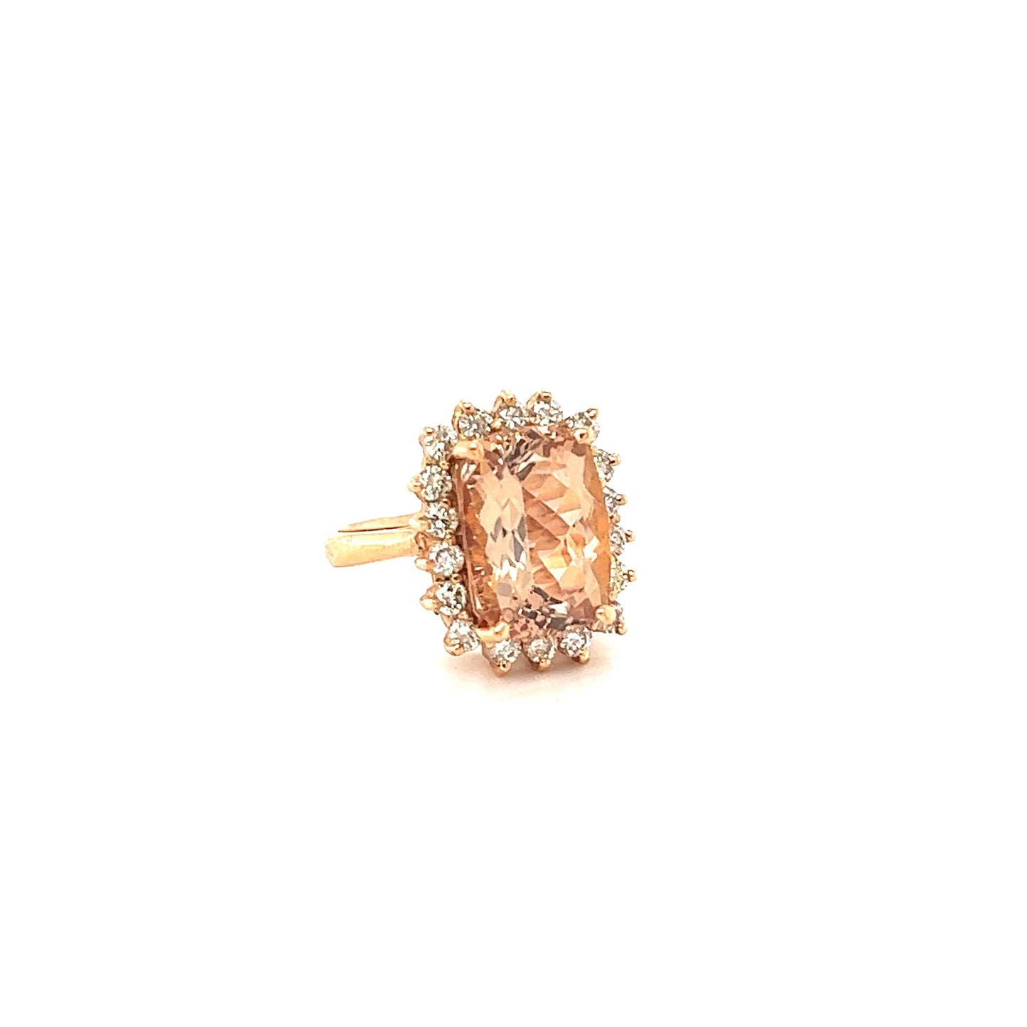 7.01 Carat Morganite Diamond 14 Karat Rose Gold Cocktail Ring