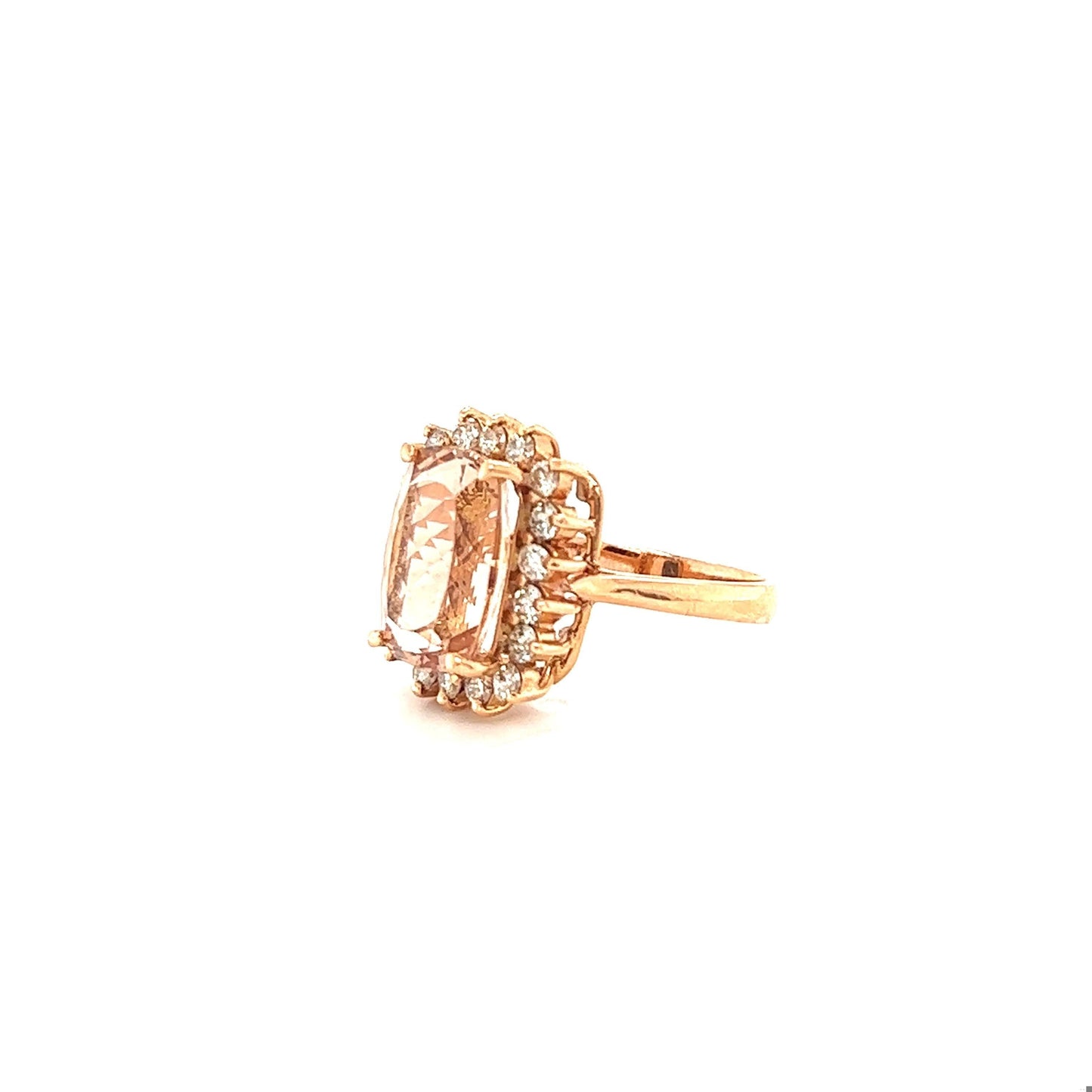 7.01 Carat Morganite Diamond 14 Karat Rose Gold Cocktail Ring