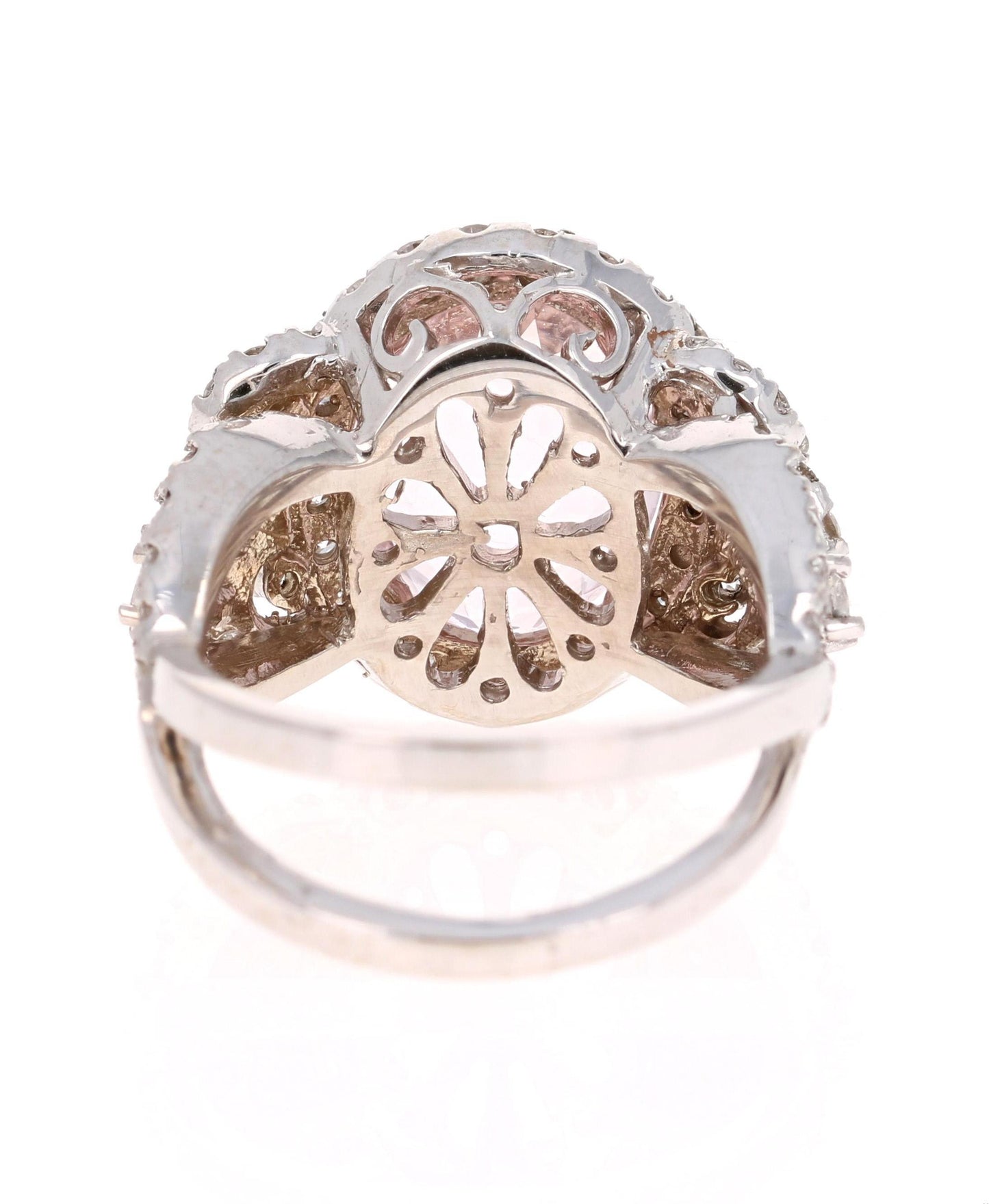 7.25 Carat Pink Morganite Diamond White Gold Bridal Ring