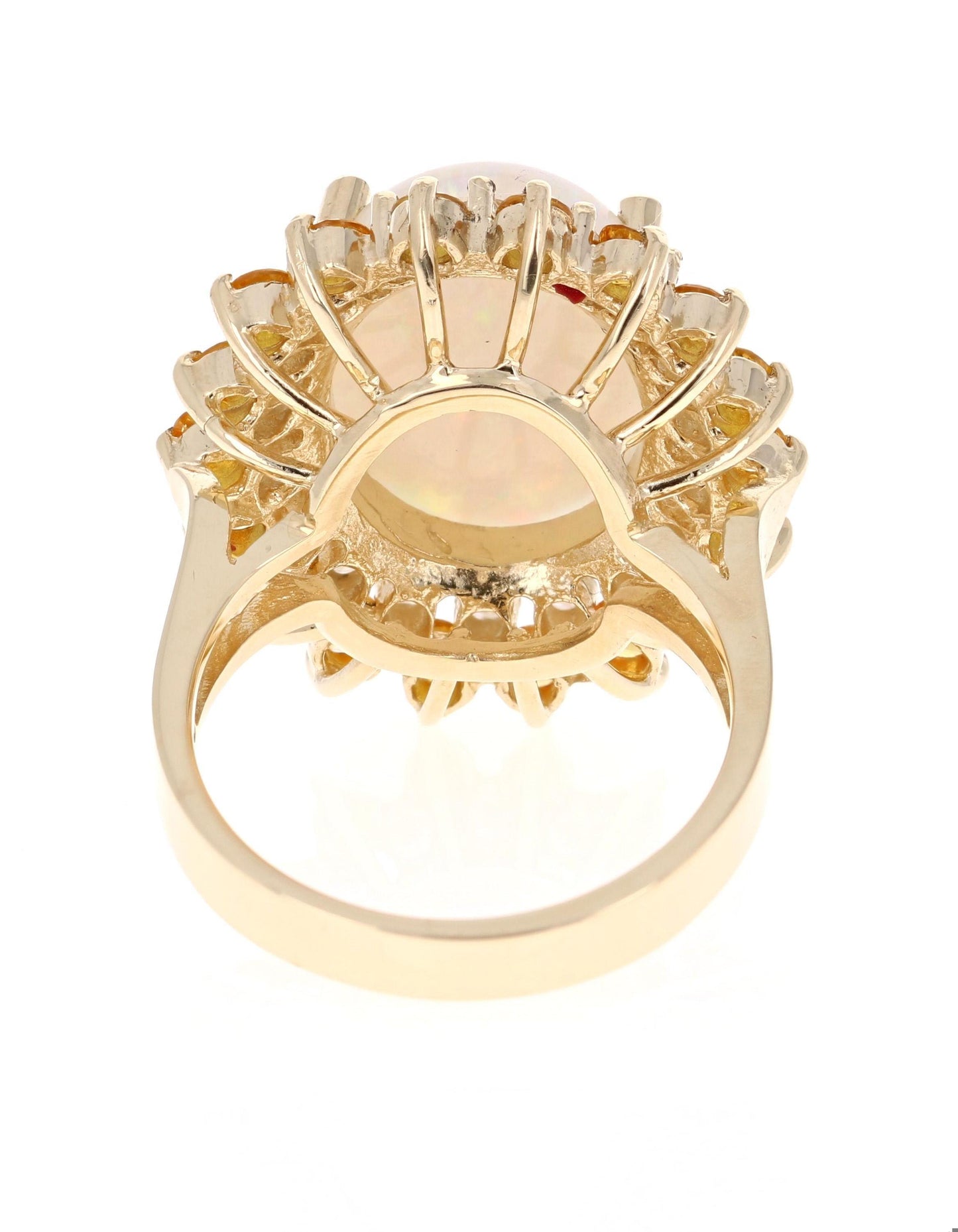 7.64 Carat Opal Yellow Sapphire and Diamond 14 Karat Yellow Gold Cocktail Ring