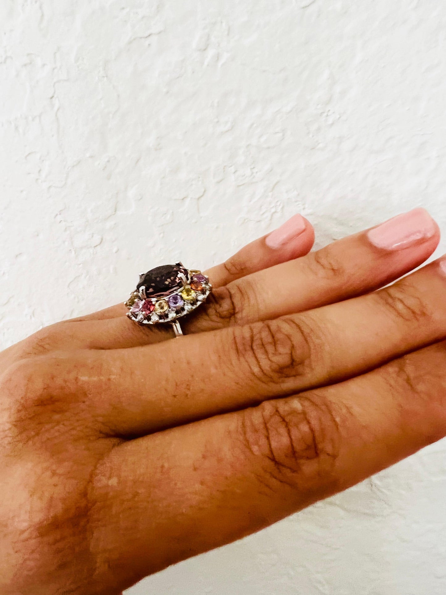 8.04 Carat Tourmaline Sapphire Diamond White Gold Cocktail Ring