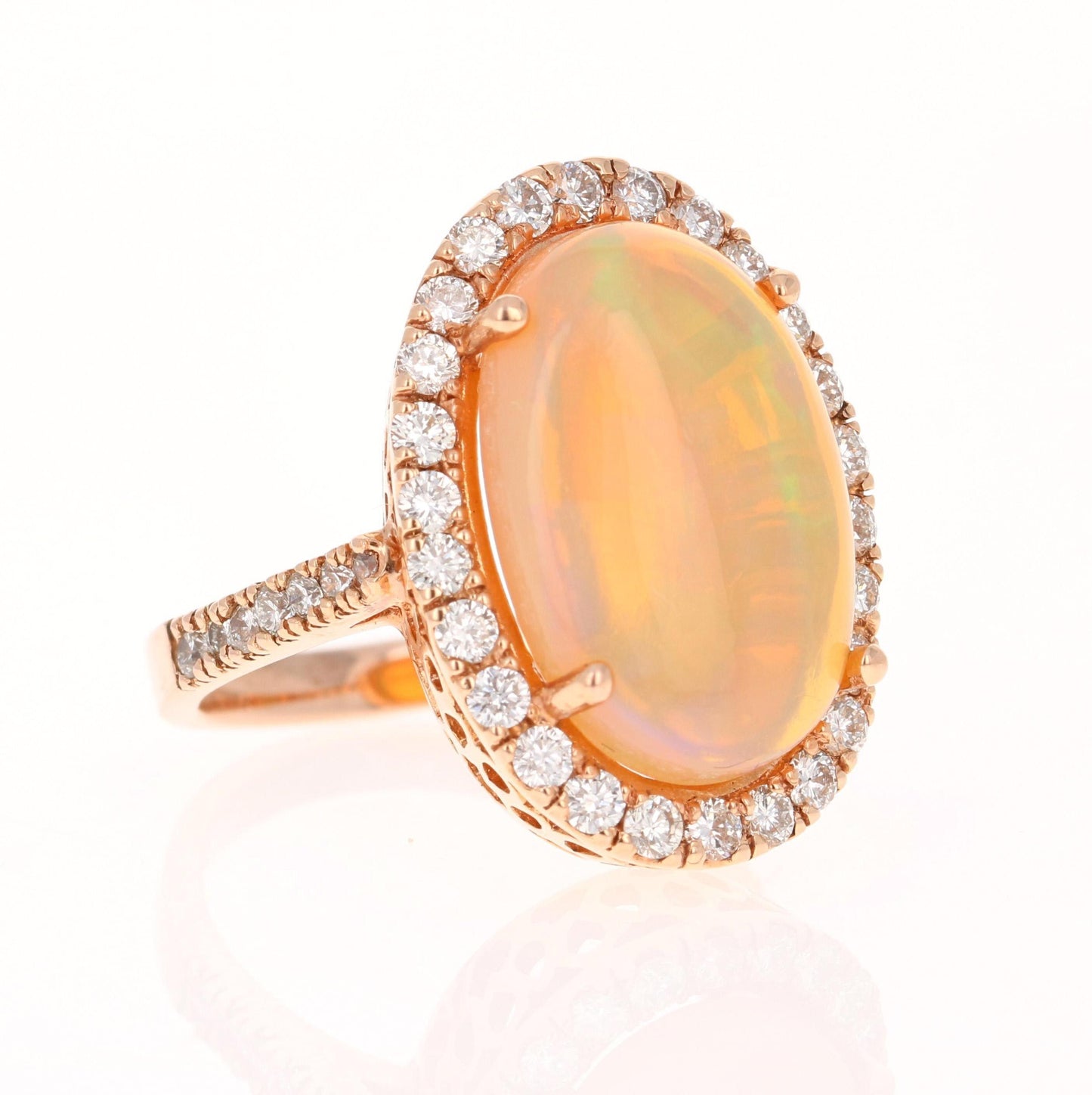 8.07 Carat Opal Diamond 14 Karat Rose Gold Ring