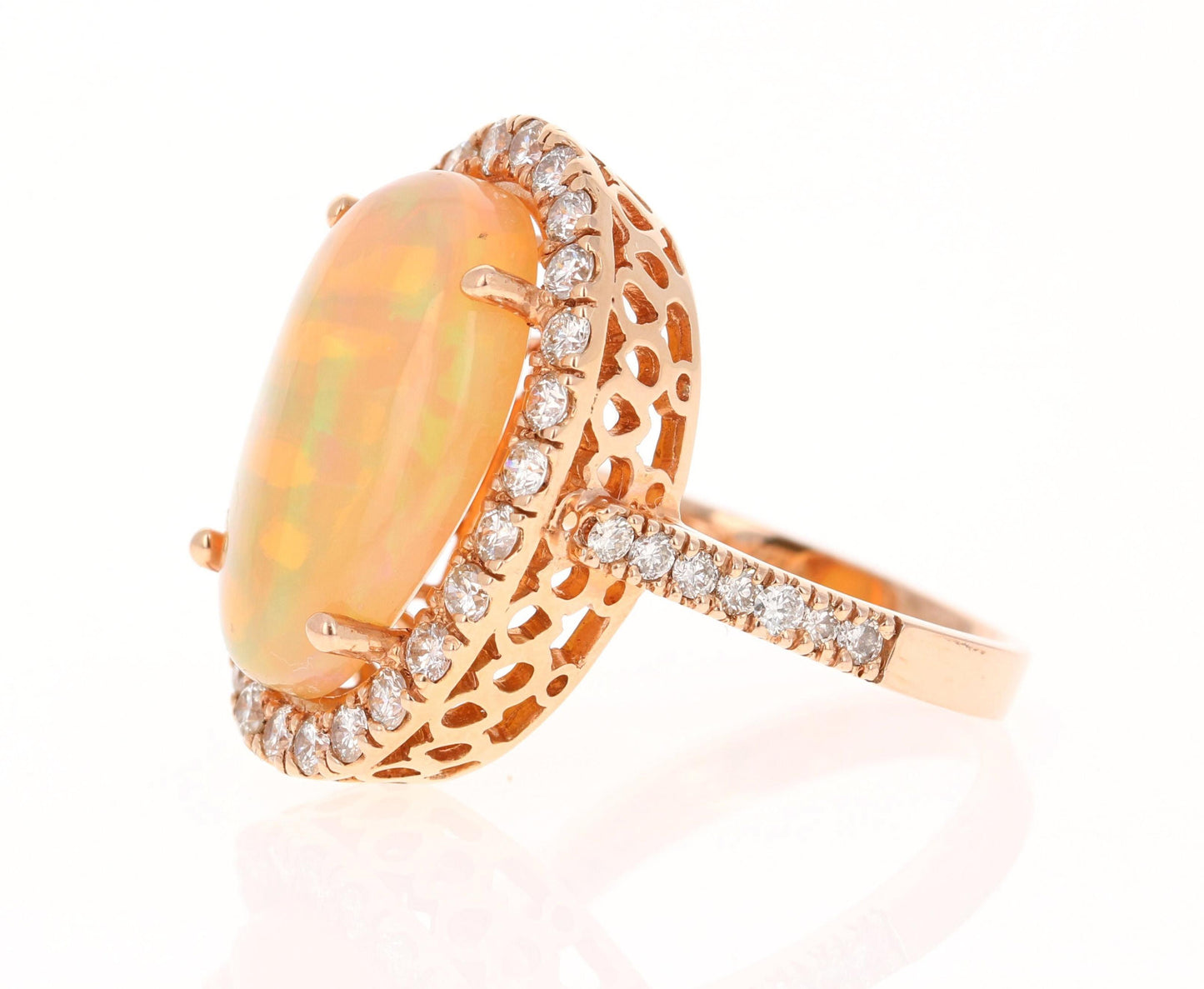 8.07 Carat Opal Diamond 14 Karat Rose Gold Ring