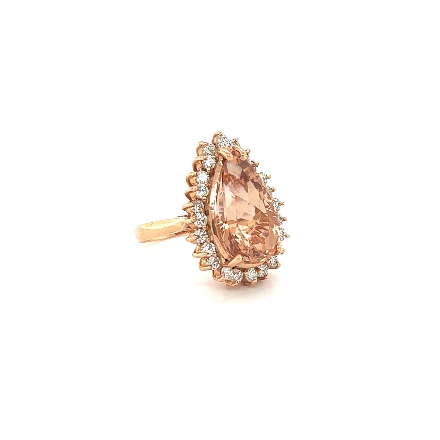 9.15 Carat Morganite Diamond 14 Karat Rose Gold Cocktail Ring