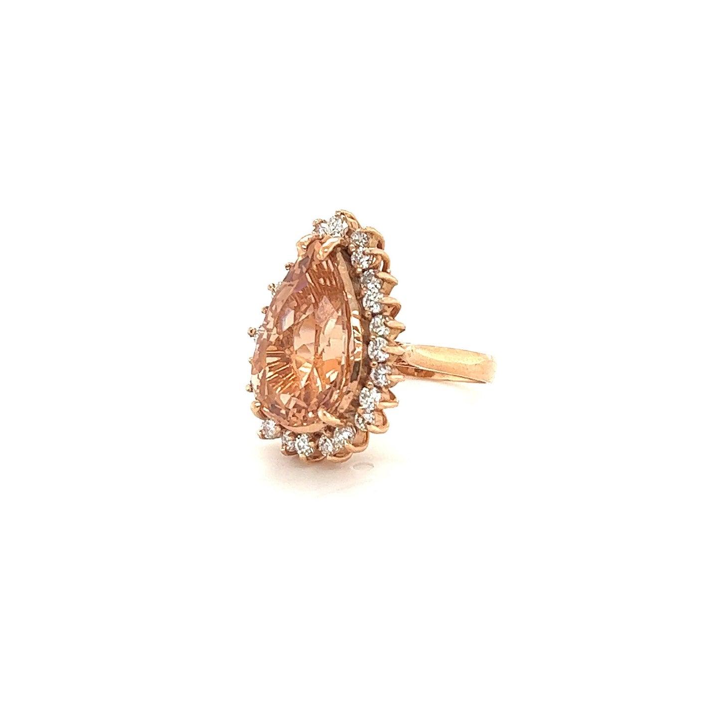 9.15 Carat Morganite Diamond 14 Karat Rose Gold Cocktail Ring