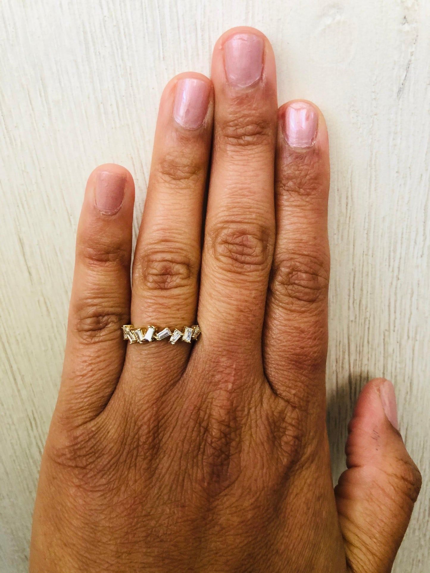 Baguette Cut Diamond Band 14 Karat Yellow Gold