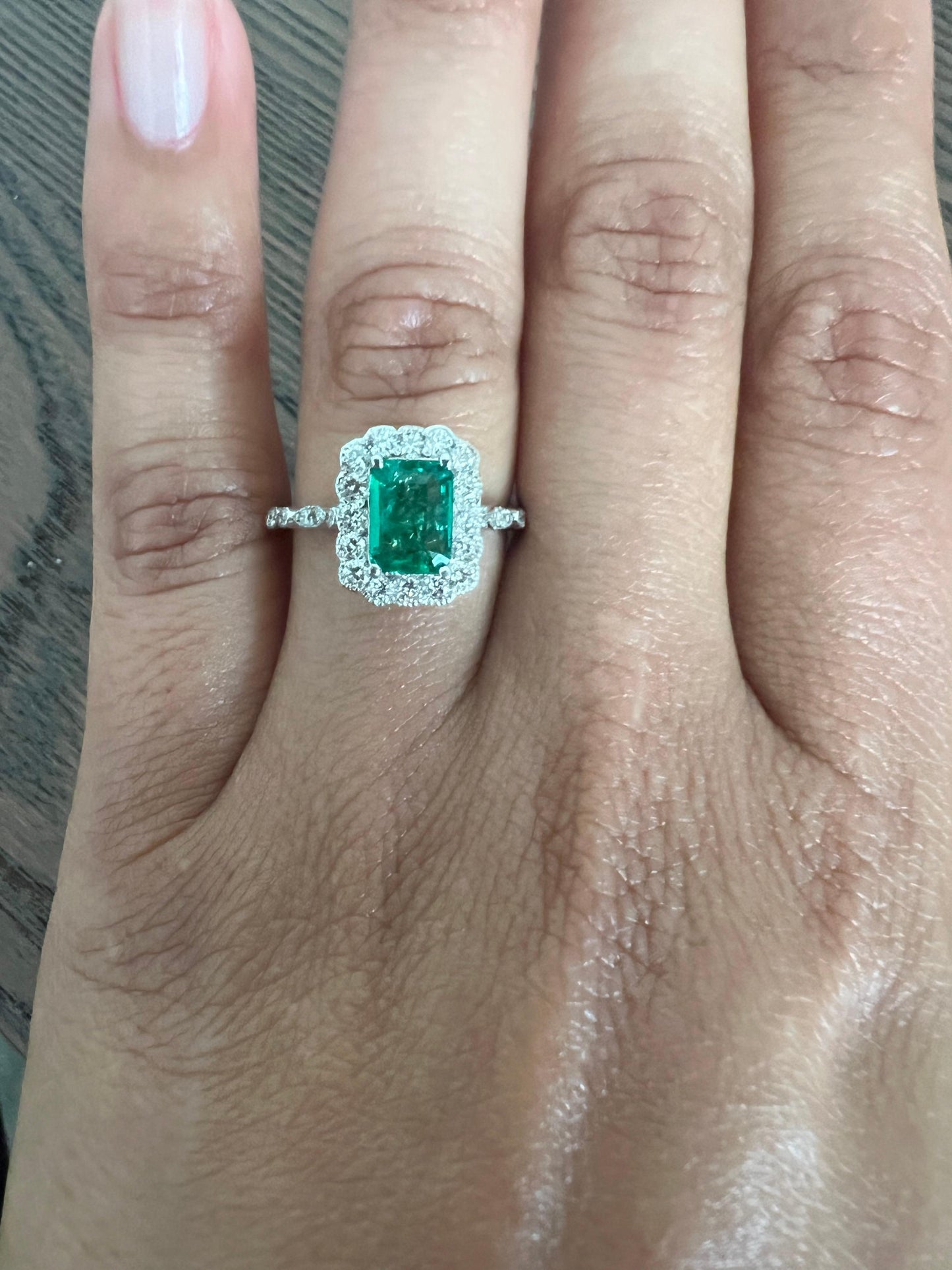 GIA Certified 1.49 Carat Emerald Diamond White Gold Engagement Ring