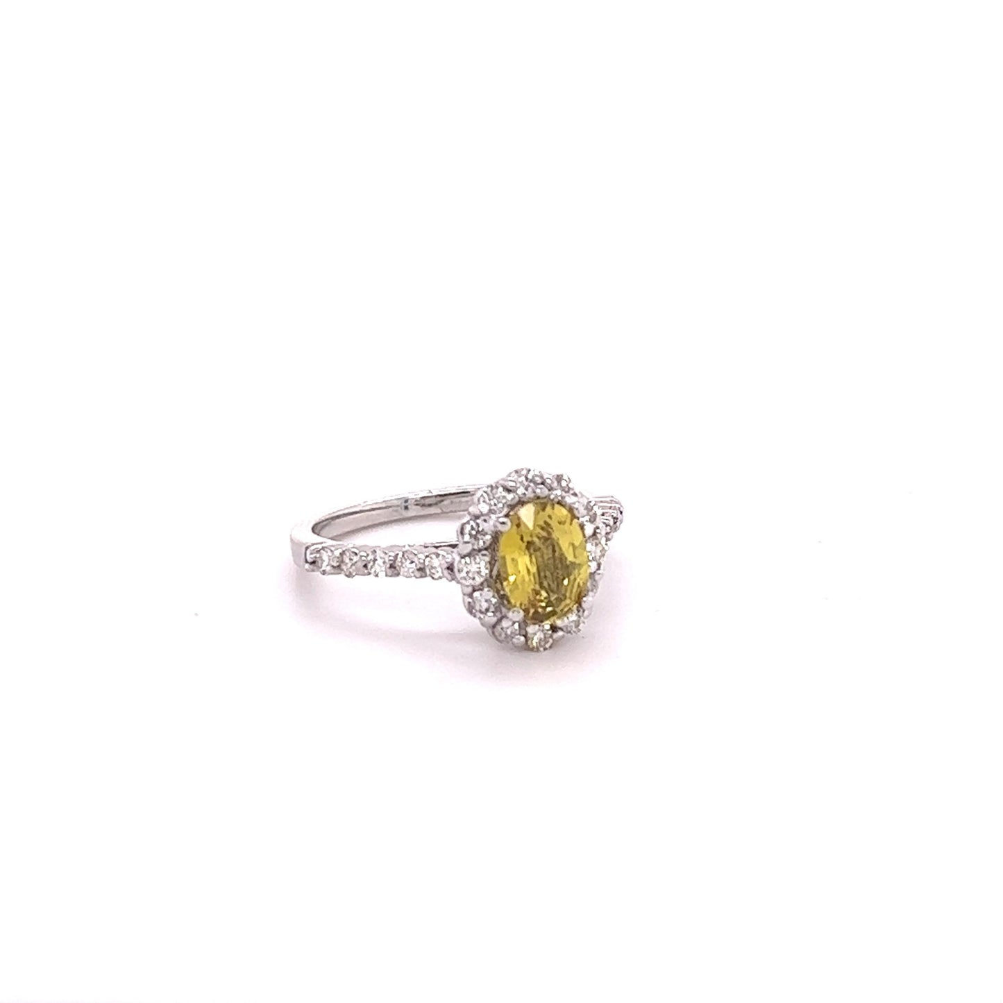 GIA Certified 1.62 Carat Yellow Sapphire Diamond 18 Karat White Gold Ring