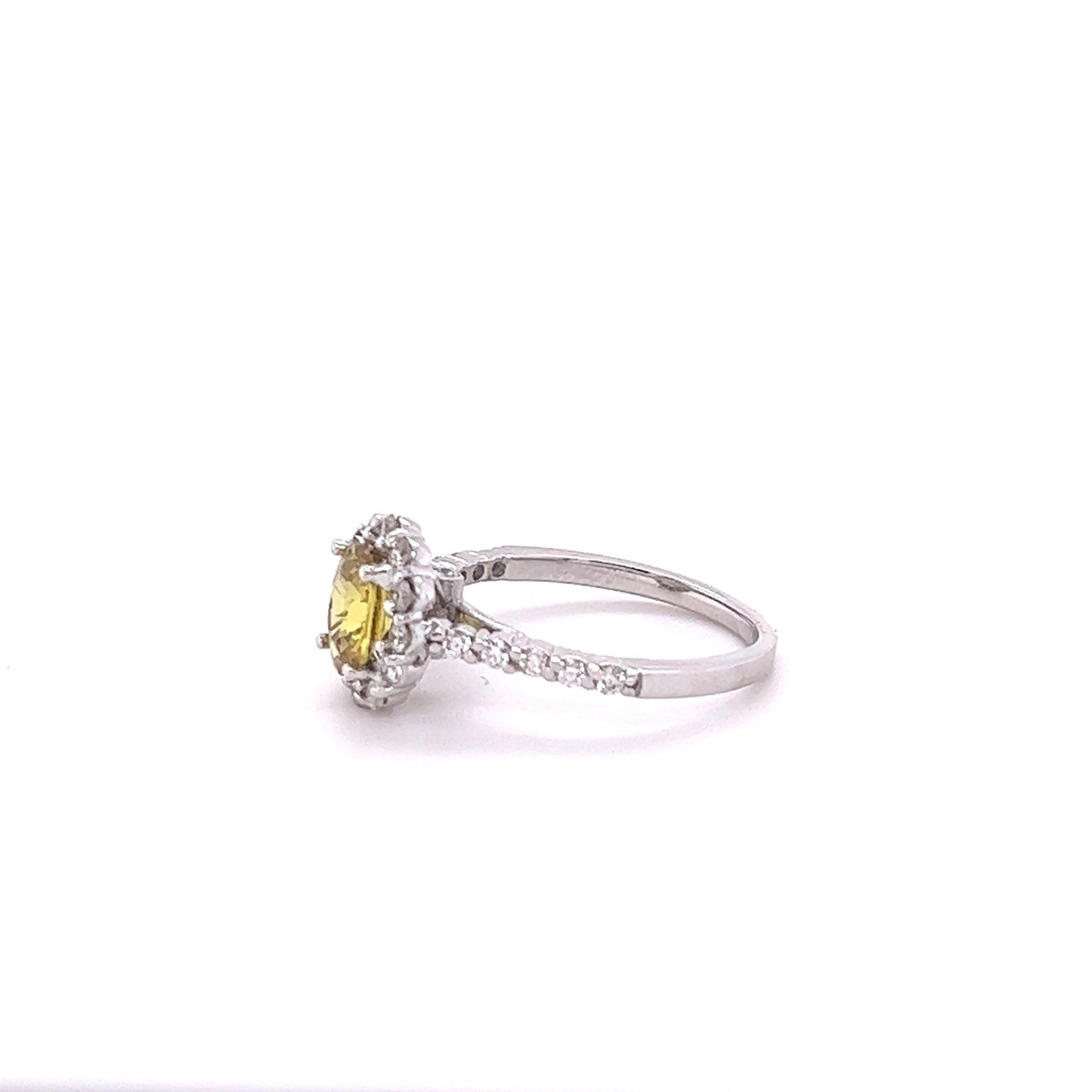 GIA Certified 1.62 Carat Yellow Sapphire Diamond 18 Karat White Gold Ring