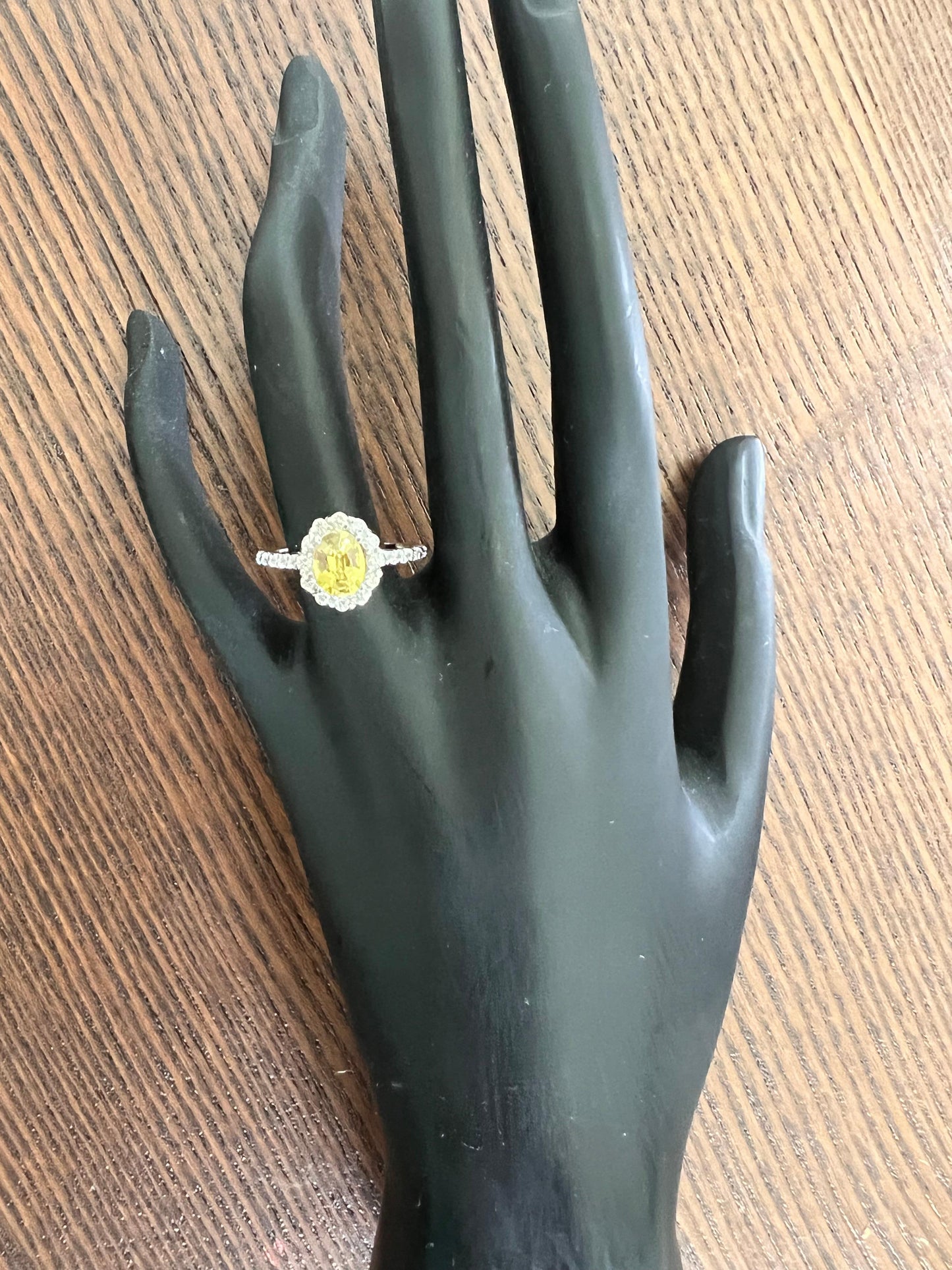 GIA Certified 1.62 Carat Yellow Sapphire Diamond 18 Karat White Gold Ring