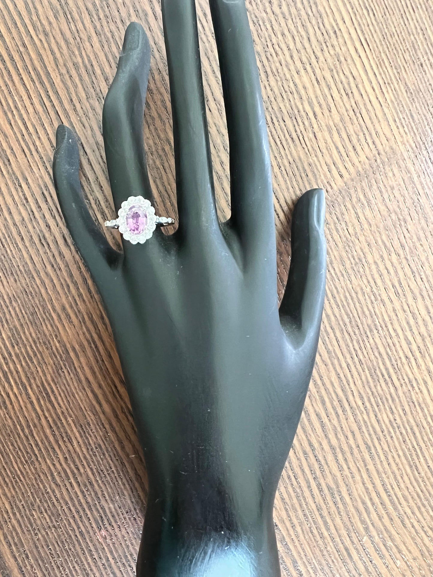 GIA Certified 1.84 Carat Purple Pink Sapphire Diamond 18 Karat White Gold Ring