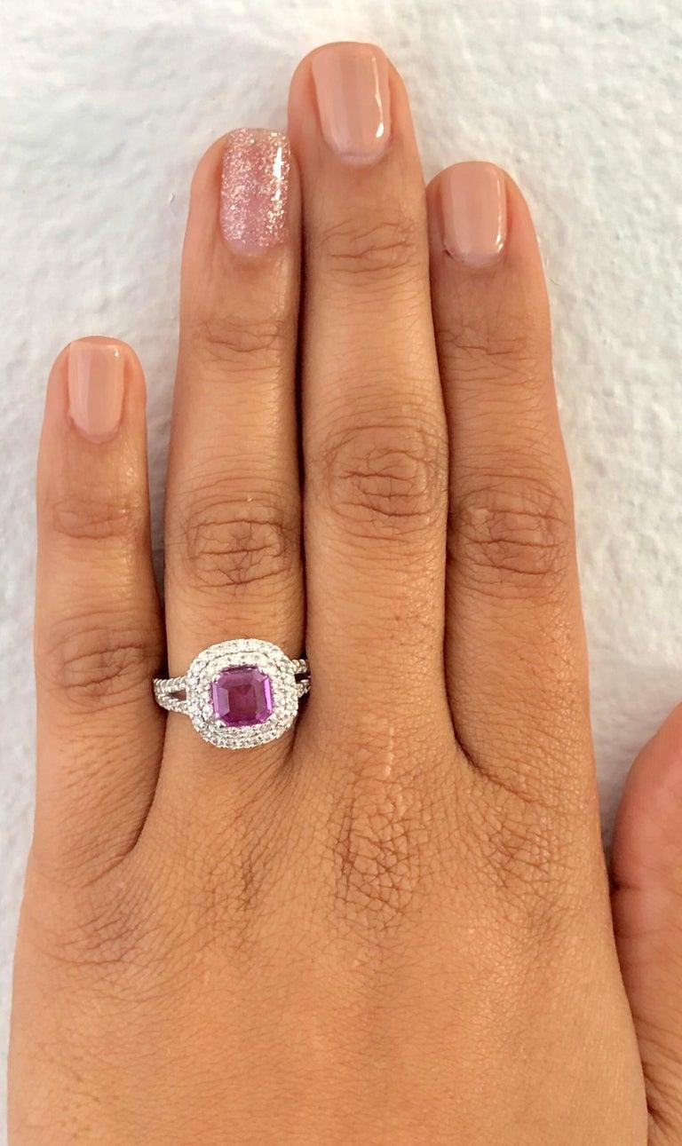 GIA Certified 2.01 Carat Unheated Purple Sapphire Diamond 14K White Gold Ring