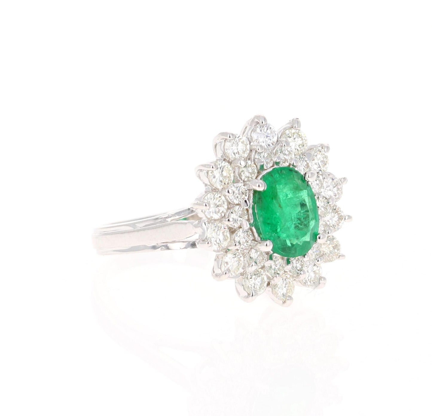 GIA Certified 2.29 Carat Emerald Diamond 18 Karat White Gold Engagement Ring