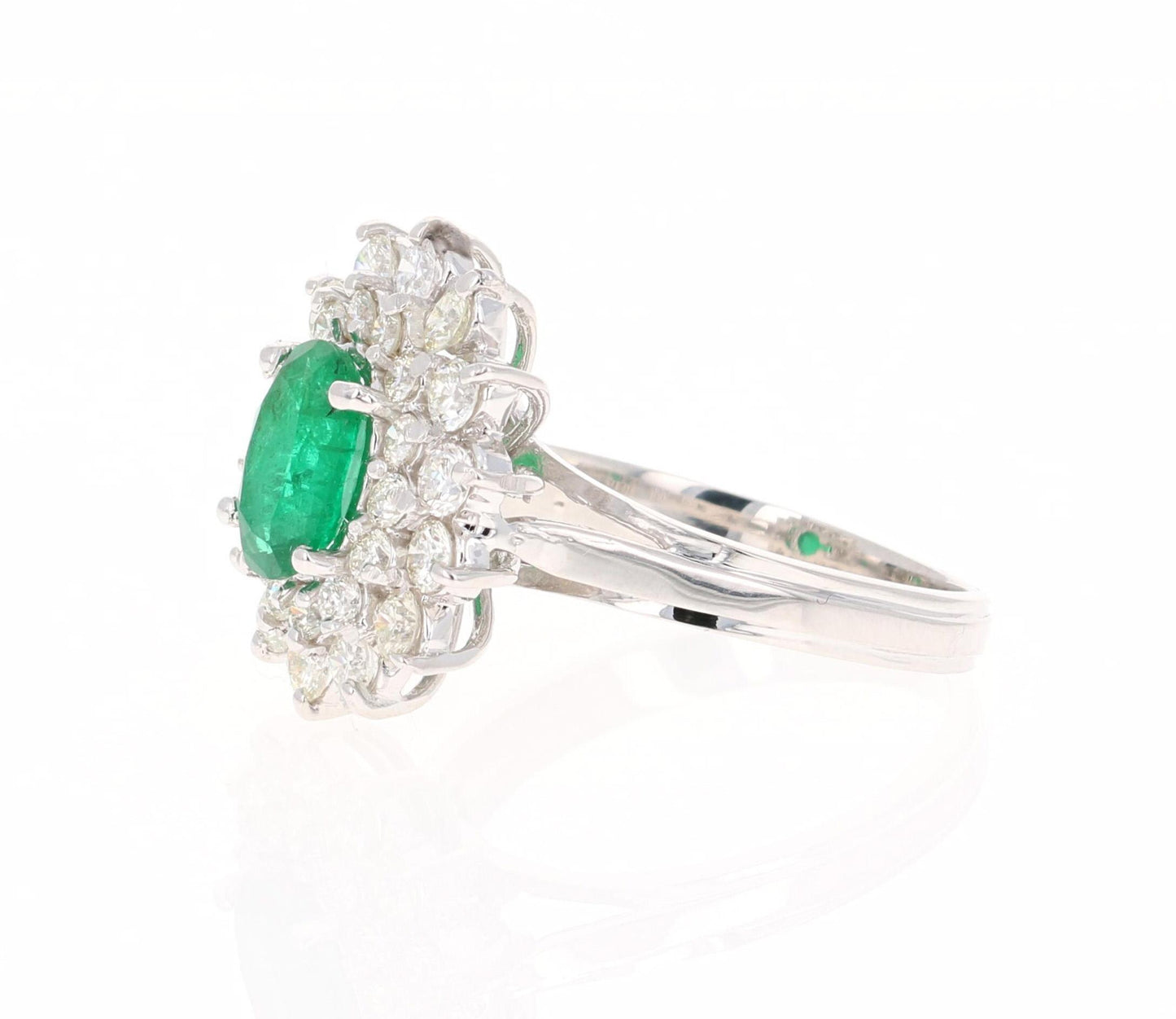 GIA Certified 2.29 Carat Emerald Diamond 18 Karat White Gold Engagement Ring