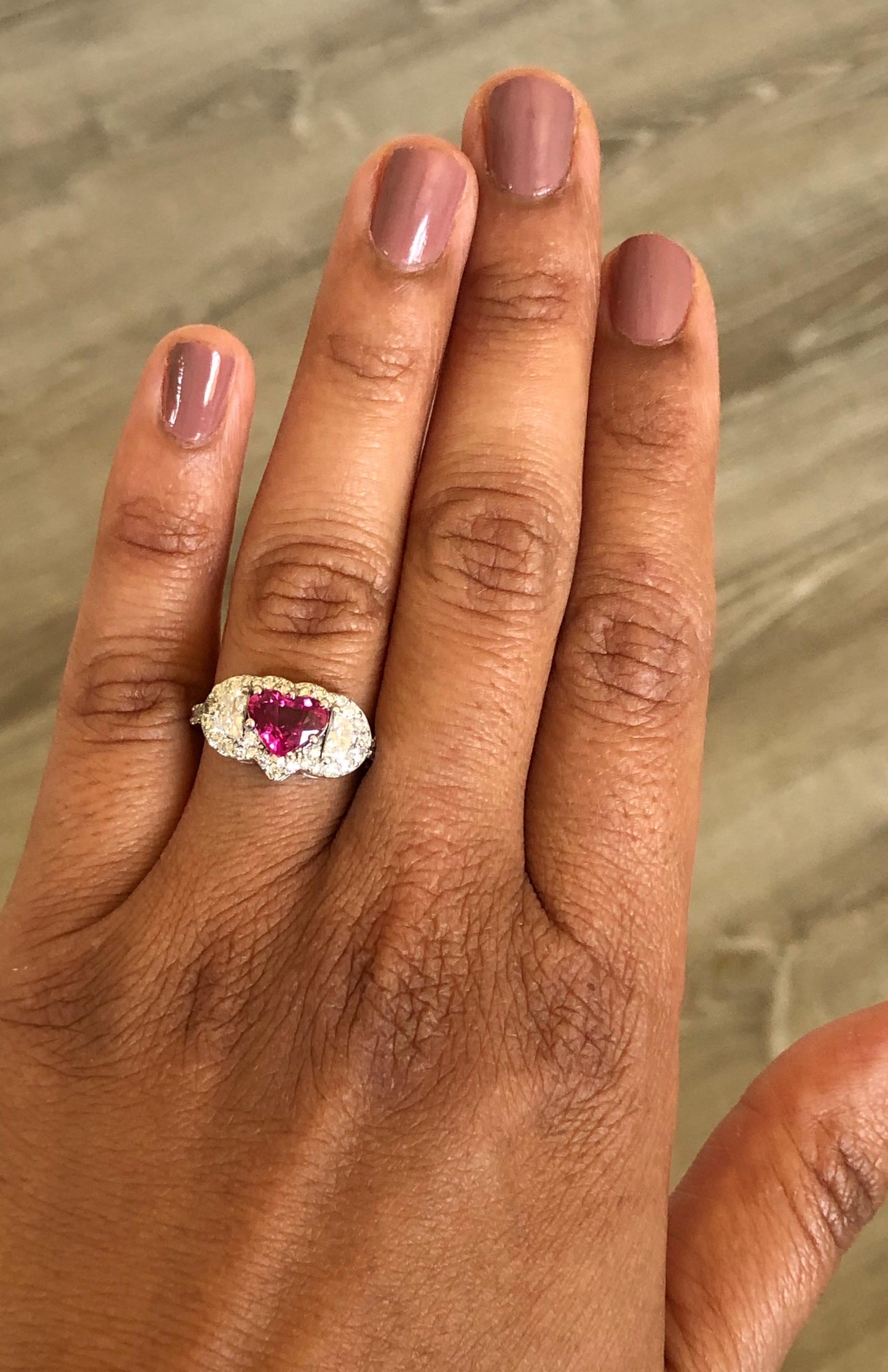 GIA Certified 2.80 Carat Heart Cut Ruby Diamond 18 Karat White Gold Ring
