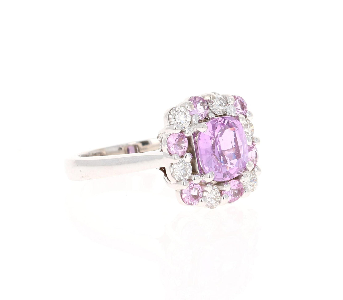 GIA Certified 3.09 Carat Pink Sapphire Diamond White Gold Engagement Ring