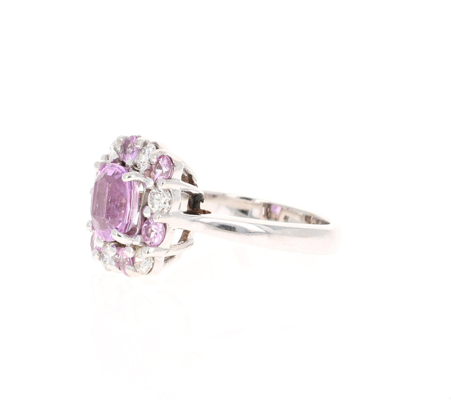 GIA Certified 3.09 Carat Pink Sapphire Diamond White Gold Engagement Ring