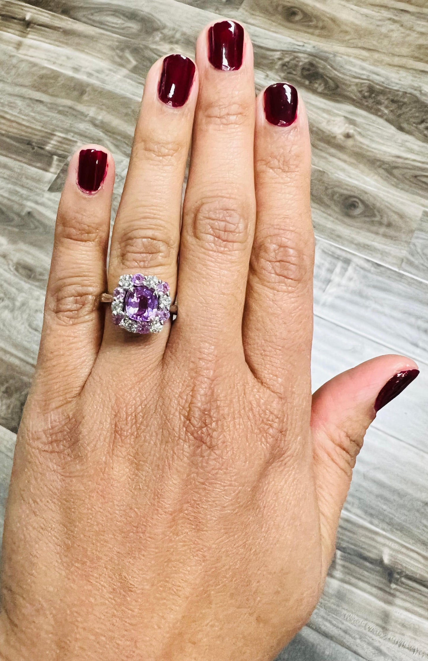 GIA Certified 3.09 Carat Pink Sapphire Diamond White Gold Engagement Ring