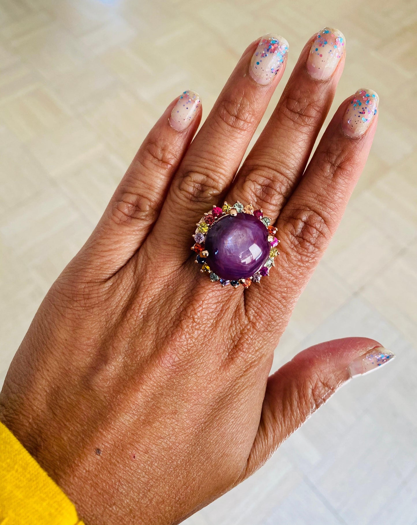 GIA Certified 37.55 Carat Star Ruby Sapphire Rose Gold Cocktail Ring