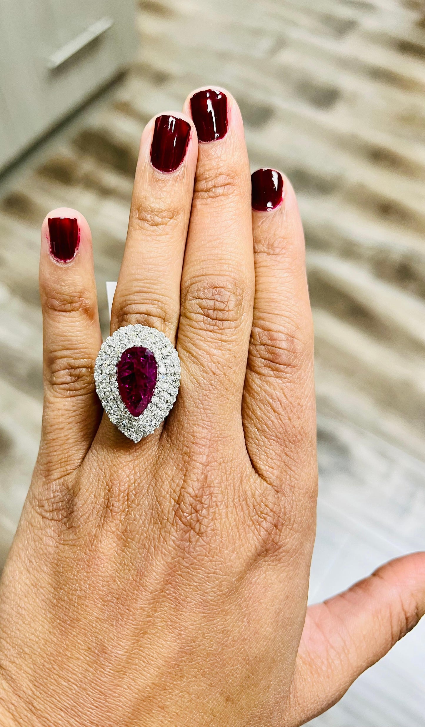 GIA Certified 6.23 Carat Ruby Diamond White Gold Cocktail Ring