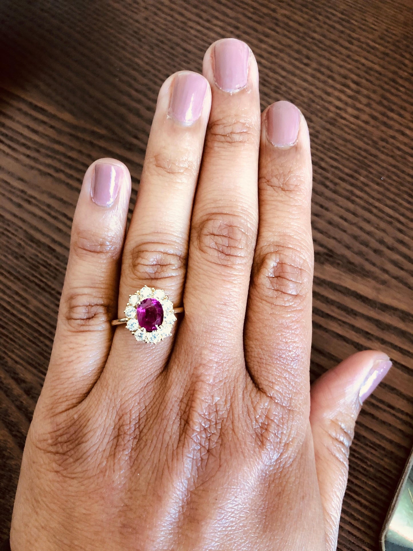 GIA Certified Natural Ruby Diamond Yellow Gold Ballerina Bridal Ring