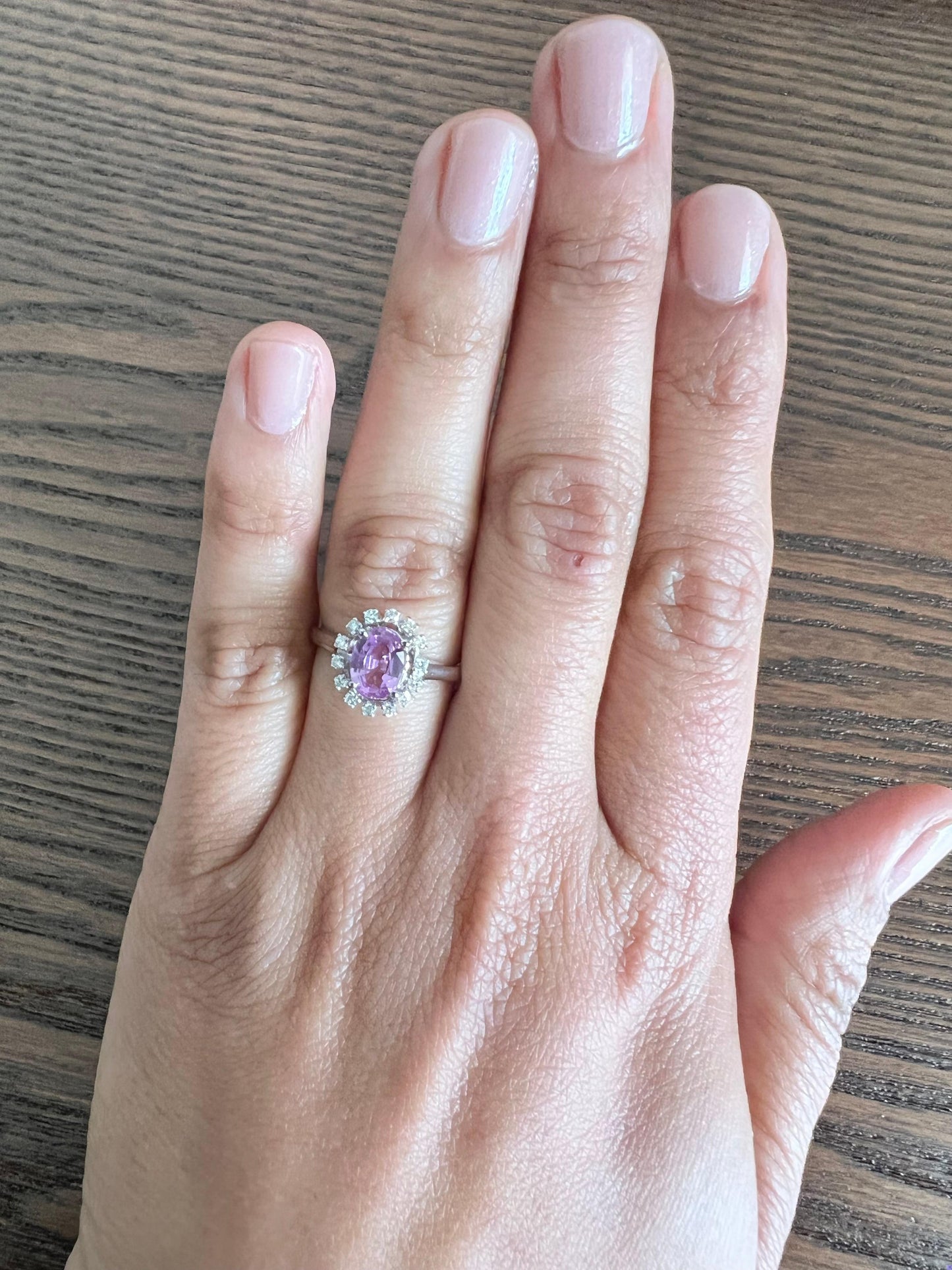 GIA Certified No Heat 1.30 Carat Pink Sapphire Diamond White Gold Ring