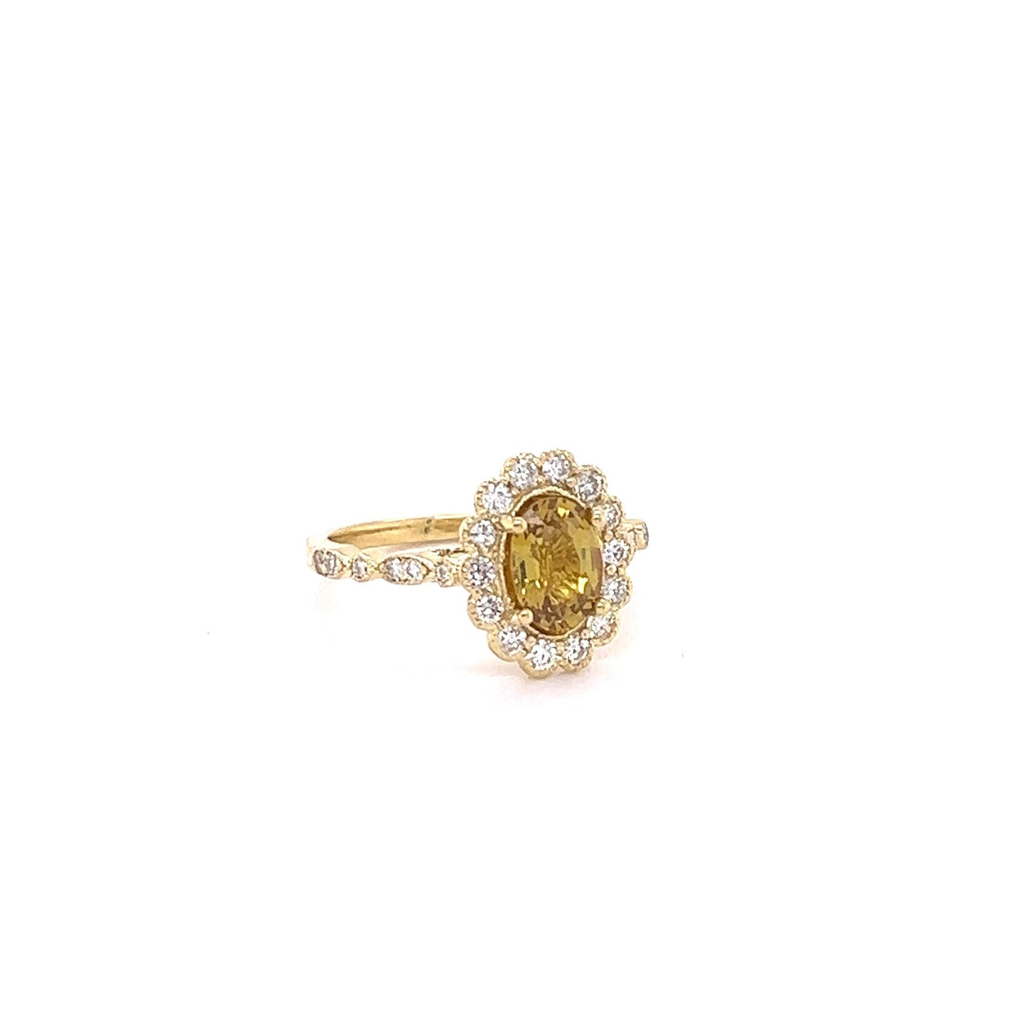 GIA Certified No Heat 1.86 Carat Yellow Sapphire Diamond Yellow Gold Ring