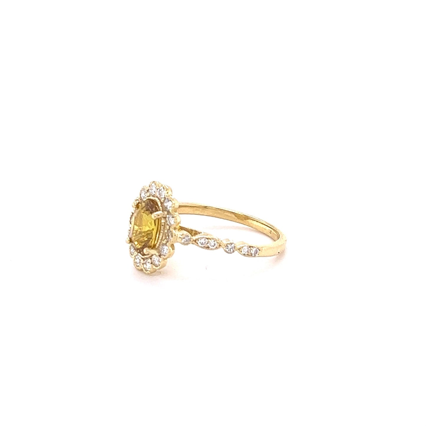GIA Certified No Heat 1.86 Carat Yellow Sapphire Diamond Yellow Gold Ring