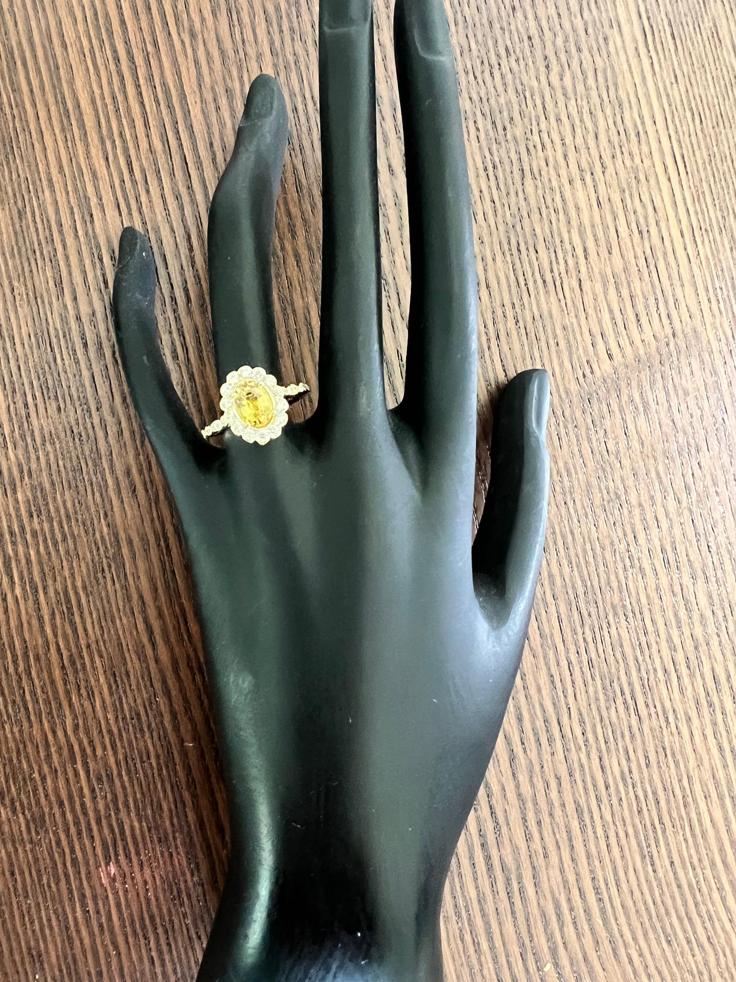 GIA Certified No Heat 1.86 Carat Yellow Sapphire Diamond Yellow Gold Ring