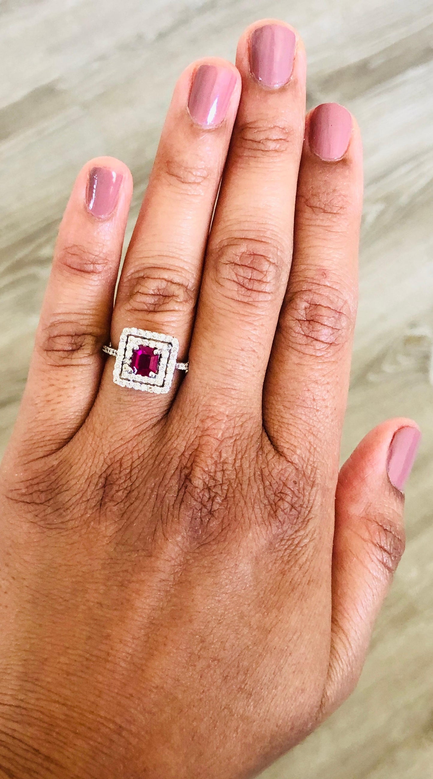GIA Certified Ruby Diamond 18 Karat White Gold Engagement Ring