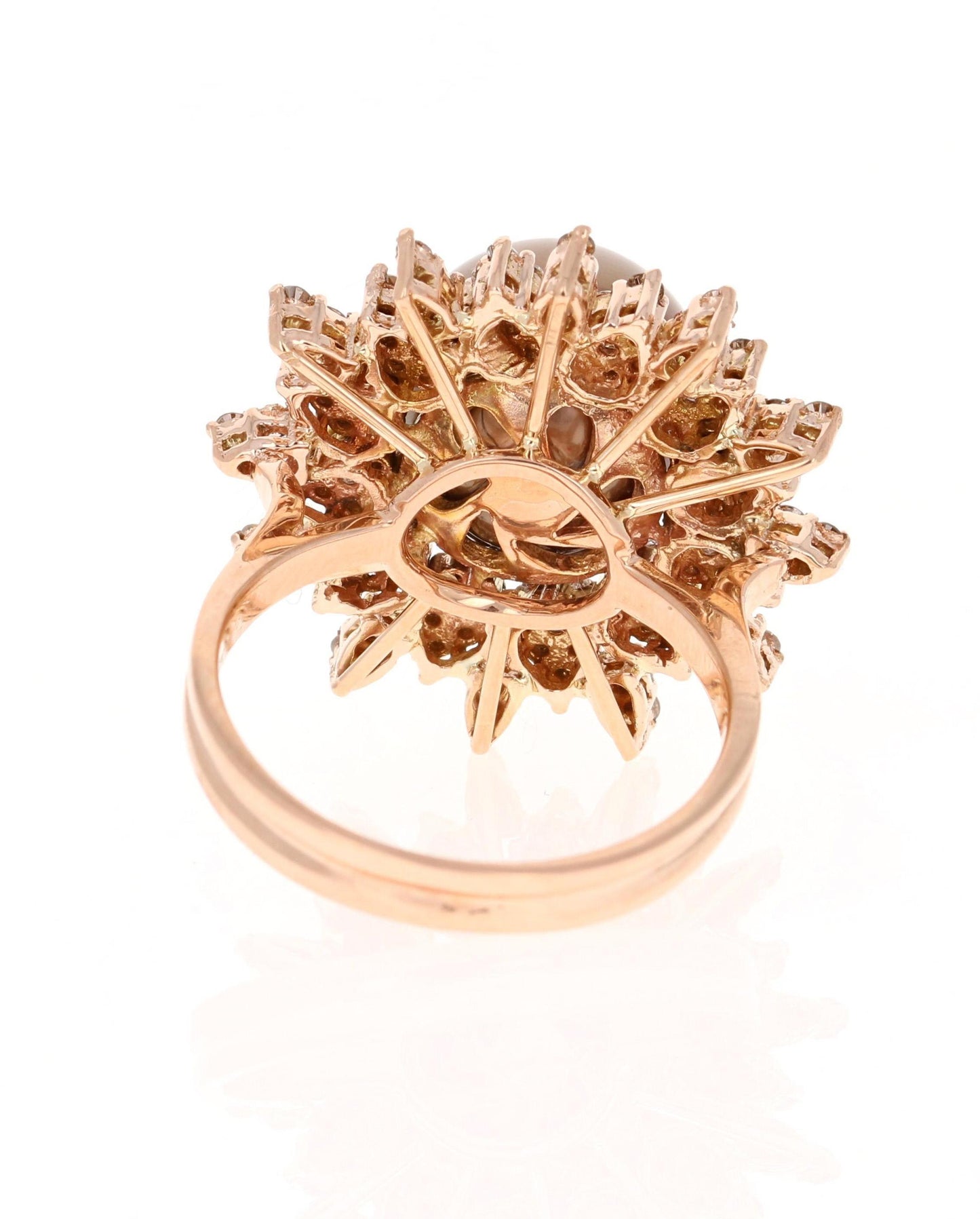 Natural Chocolate Tahitian Pearl Diamond 14 Karat Rose Gold Ring